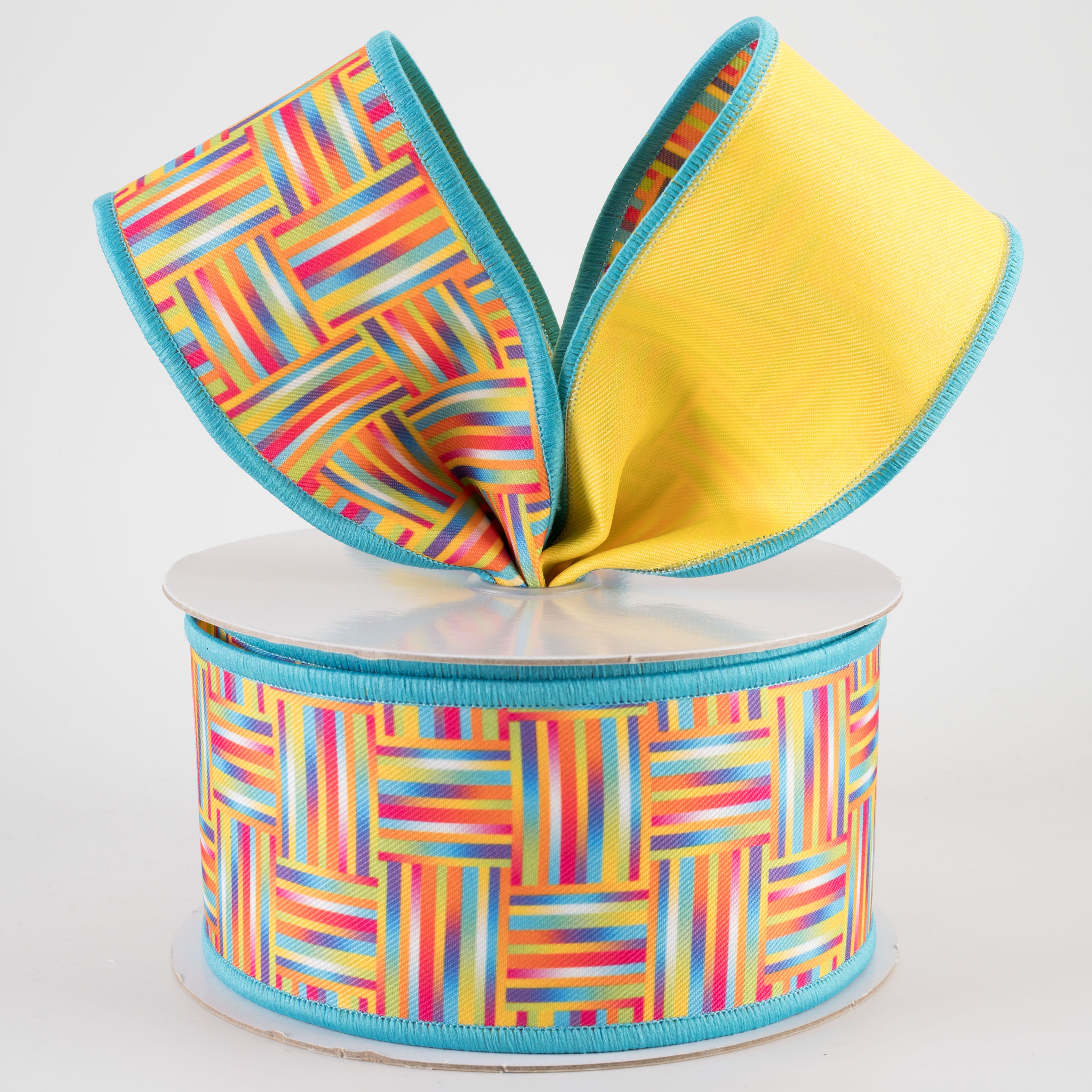 2.5" Double Sided Fused Multicolor Basketweave Ribbon (10 Yards)
