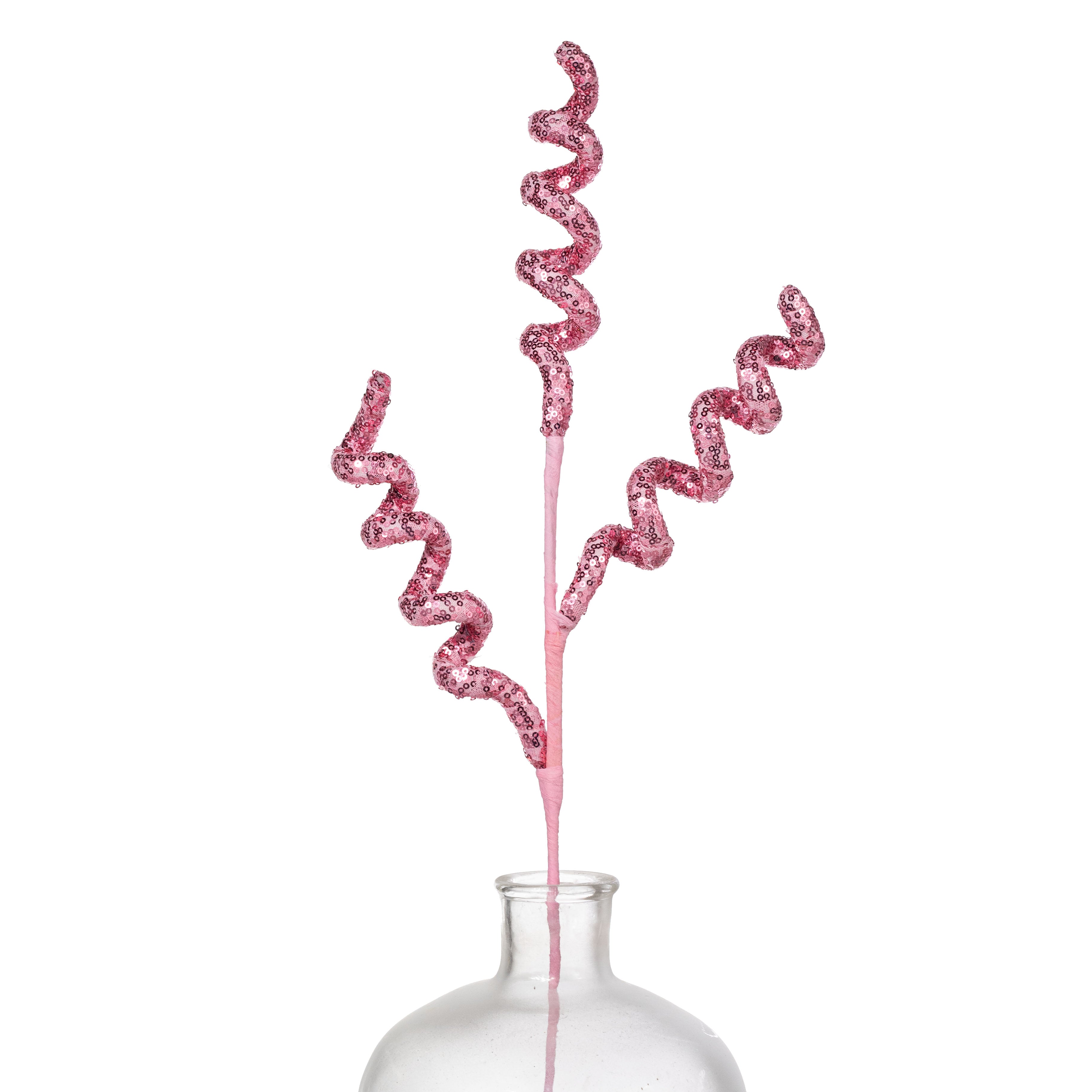 28" Sequin Curly Spray: Pink