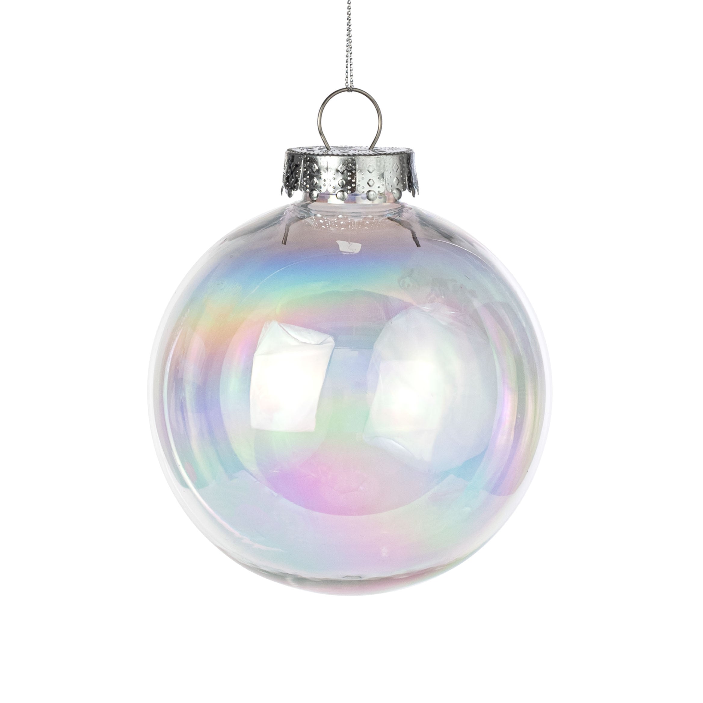 120mm Ball Ornament: Iridescent Clear Bubble