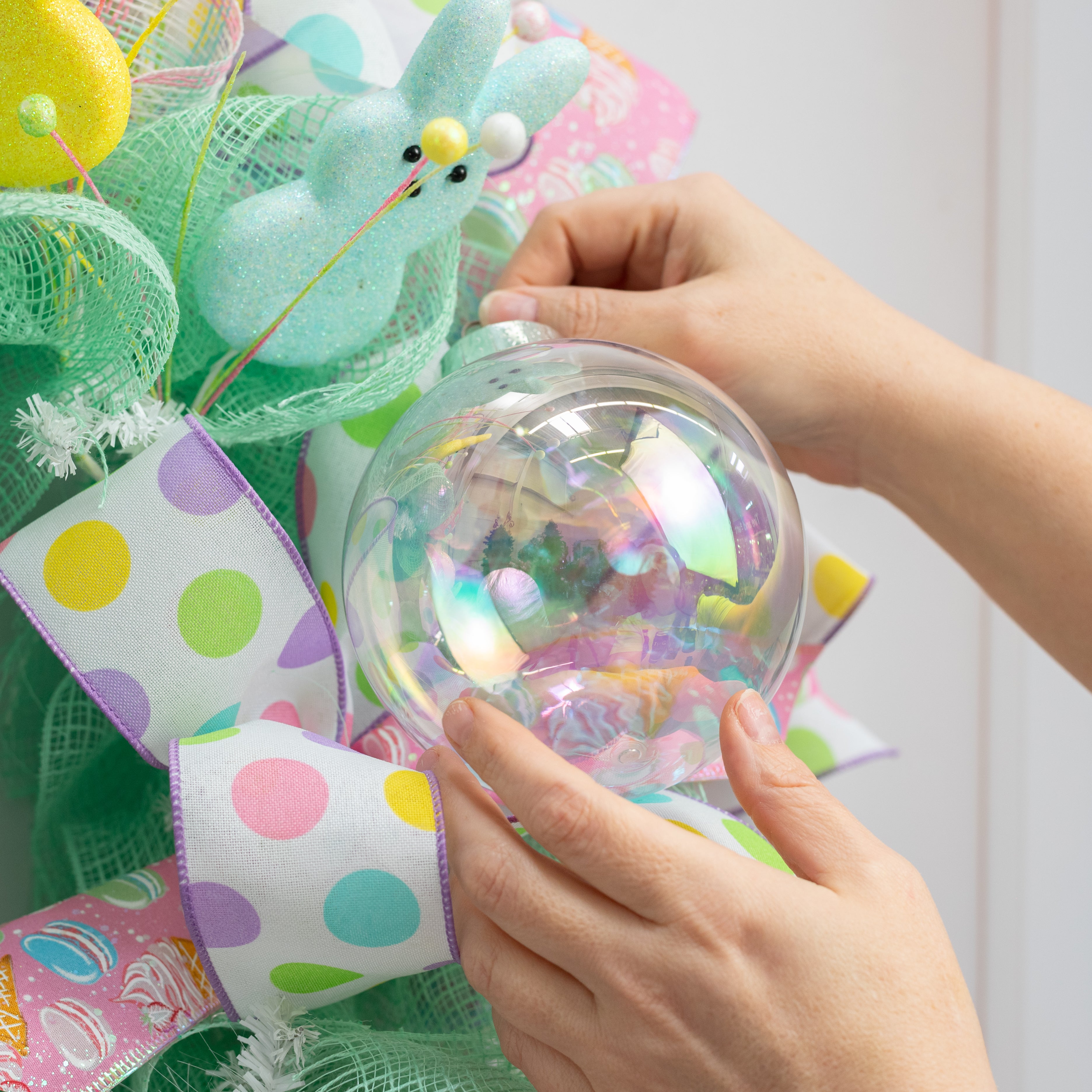 120mm Ball Ornament: Iridescent Clear Bubble