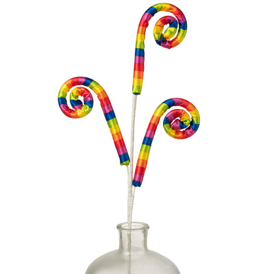 28" Spiral Curly Spray: Rainbow Stripe