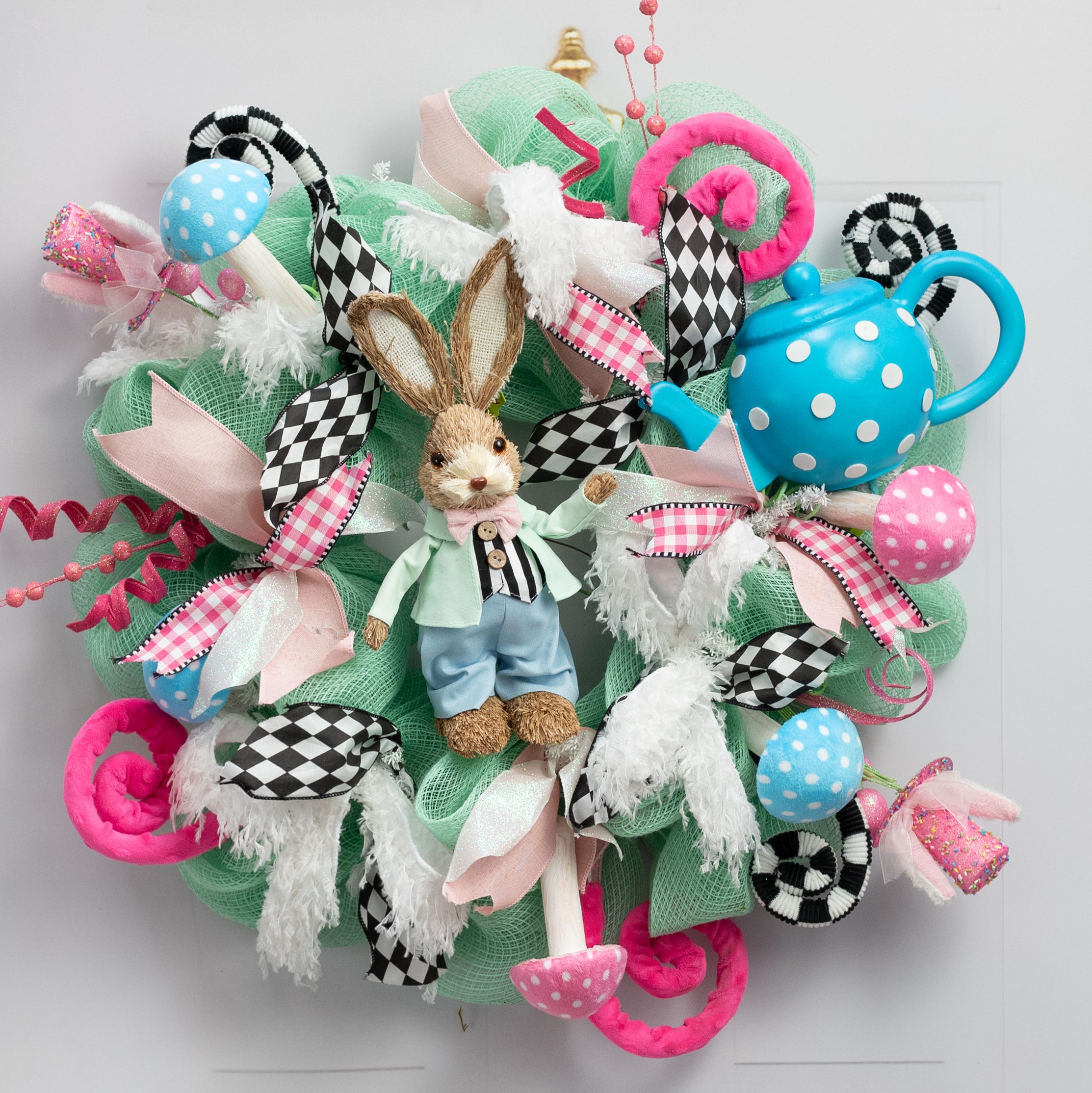 12" Sisal Dapper Bunny Decor: Mint Coat