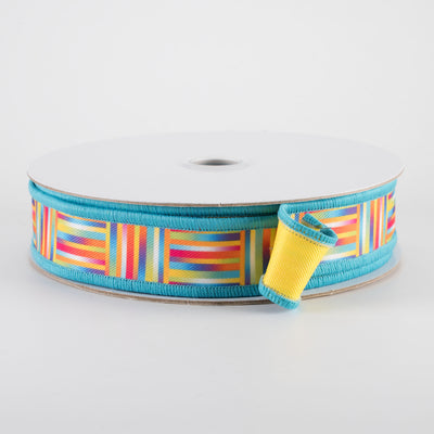 7/8" Double Sided Fused Multicolor Basketweave Ribbon (10 Yards)