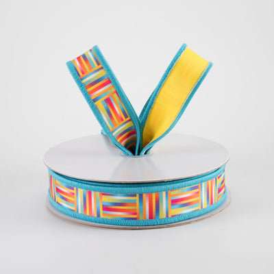7/8" Double Sided Fused Multicolor Basketweave Ribbon (10 Yards)
