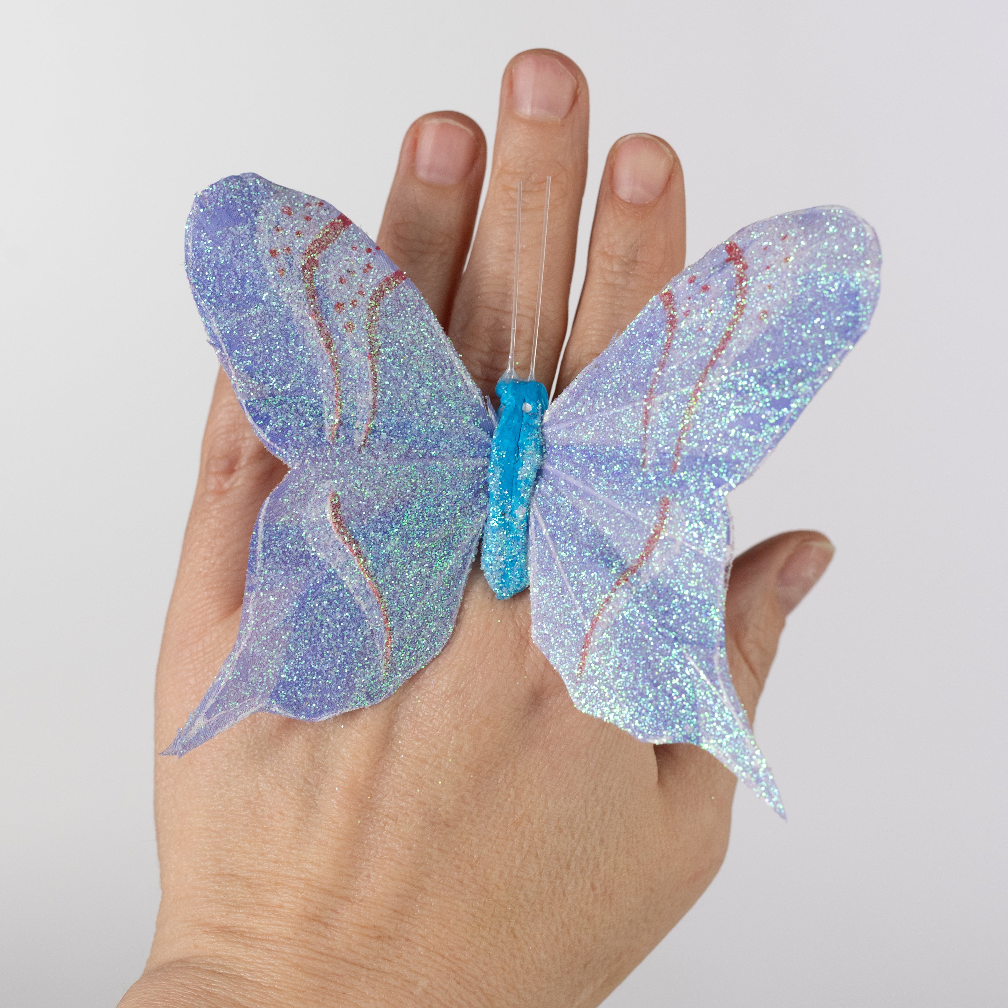 4.75" Feather Butterfly Picks: Iridescent Pastel Assortment (Box of 12)