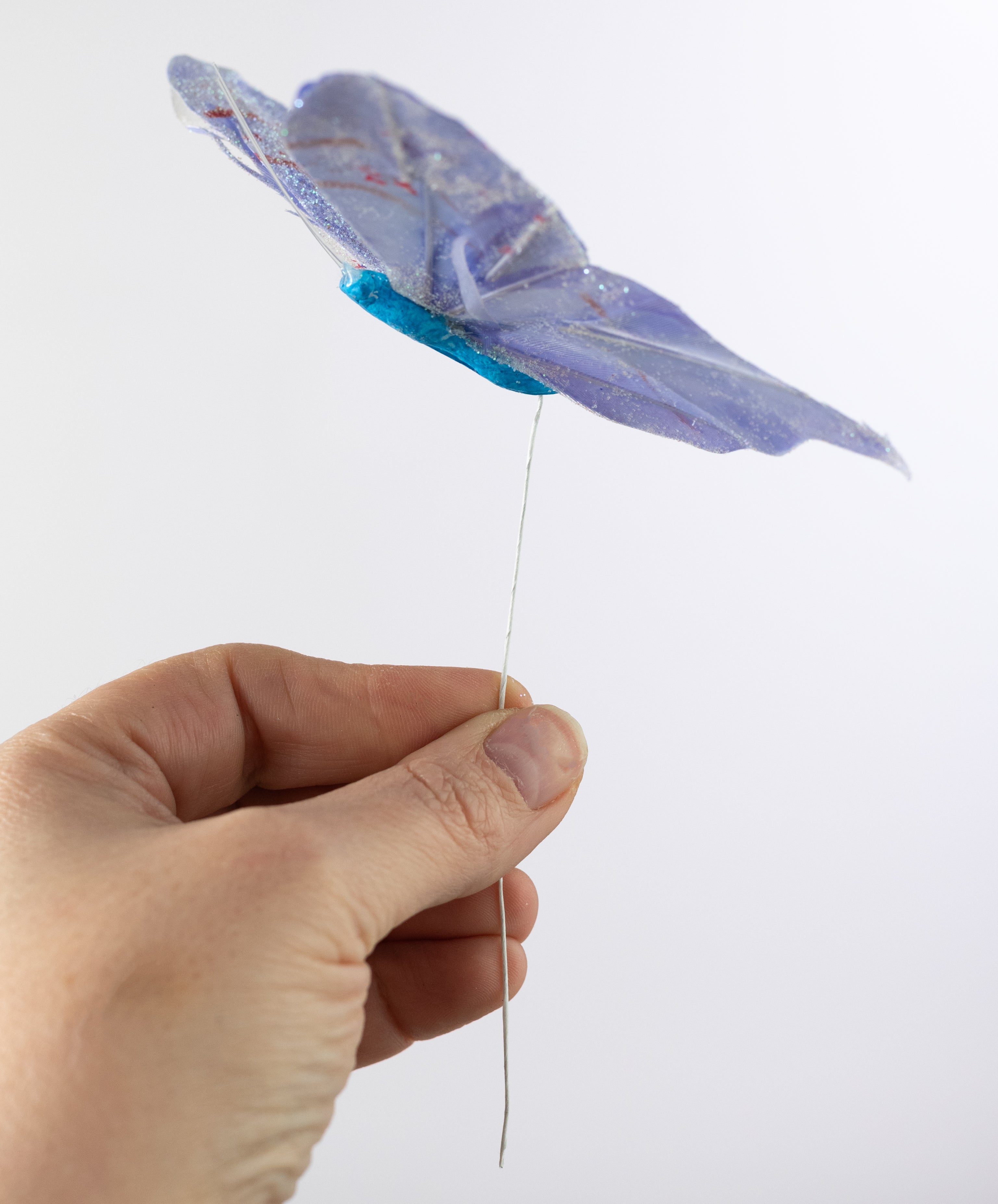 4.75" Feather Butterfly Picks: Iridescent Pastel Assortment (Box of 12)