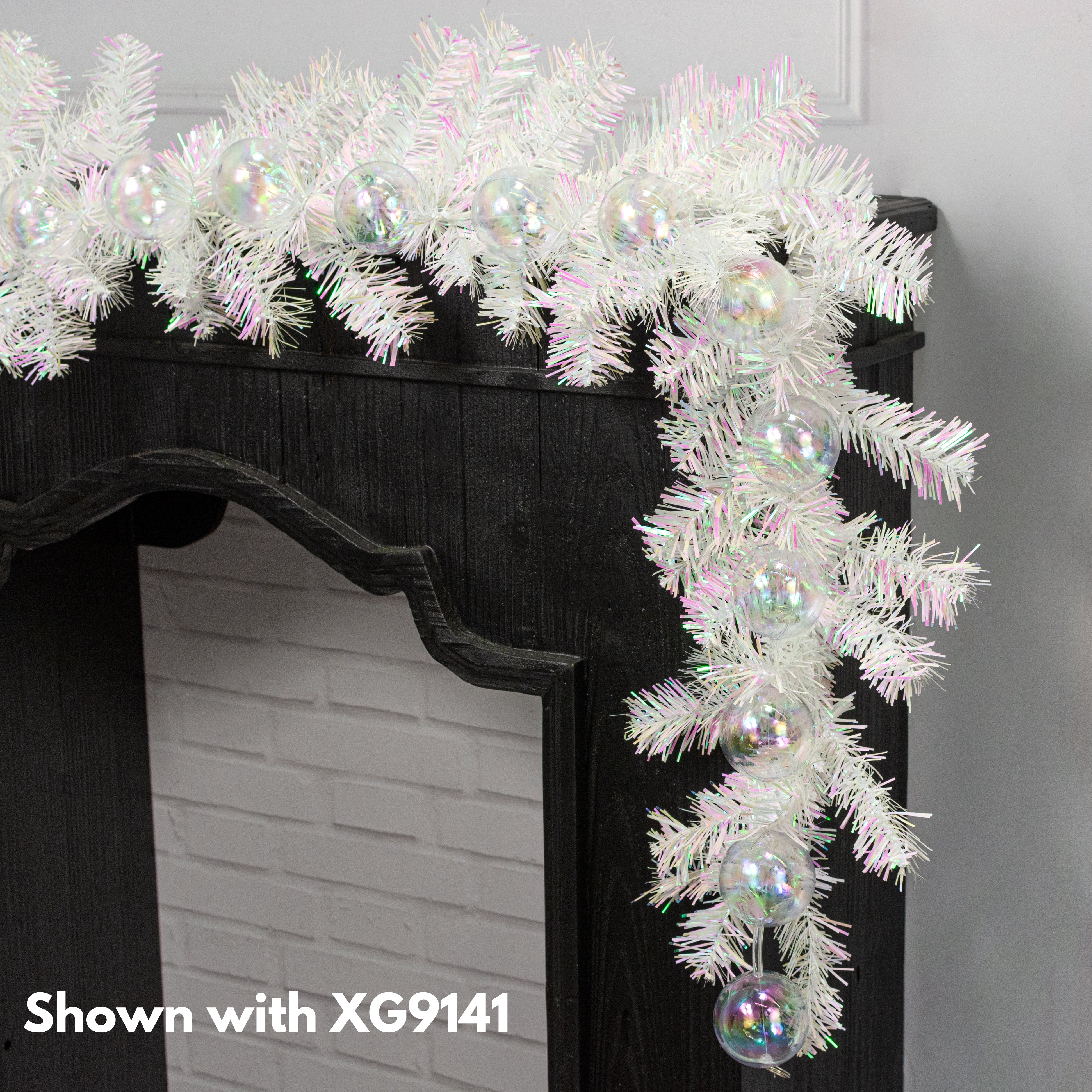 6' Pine Garland: Iridescent White