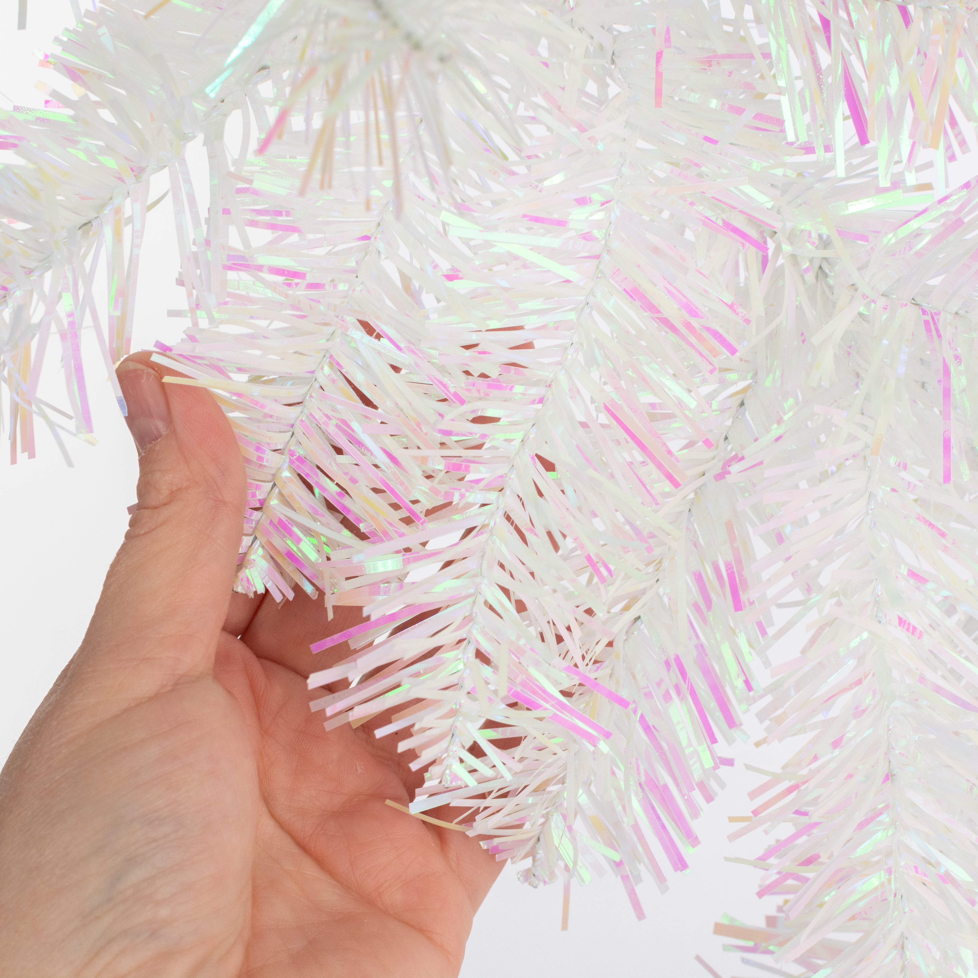 6' Pine Garland: Iridescent White