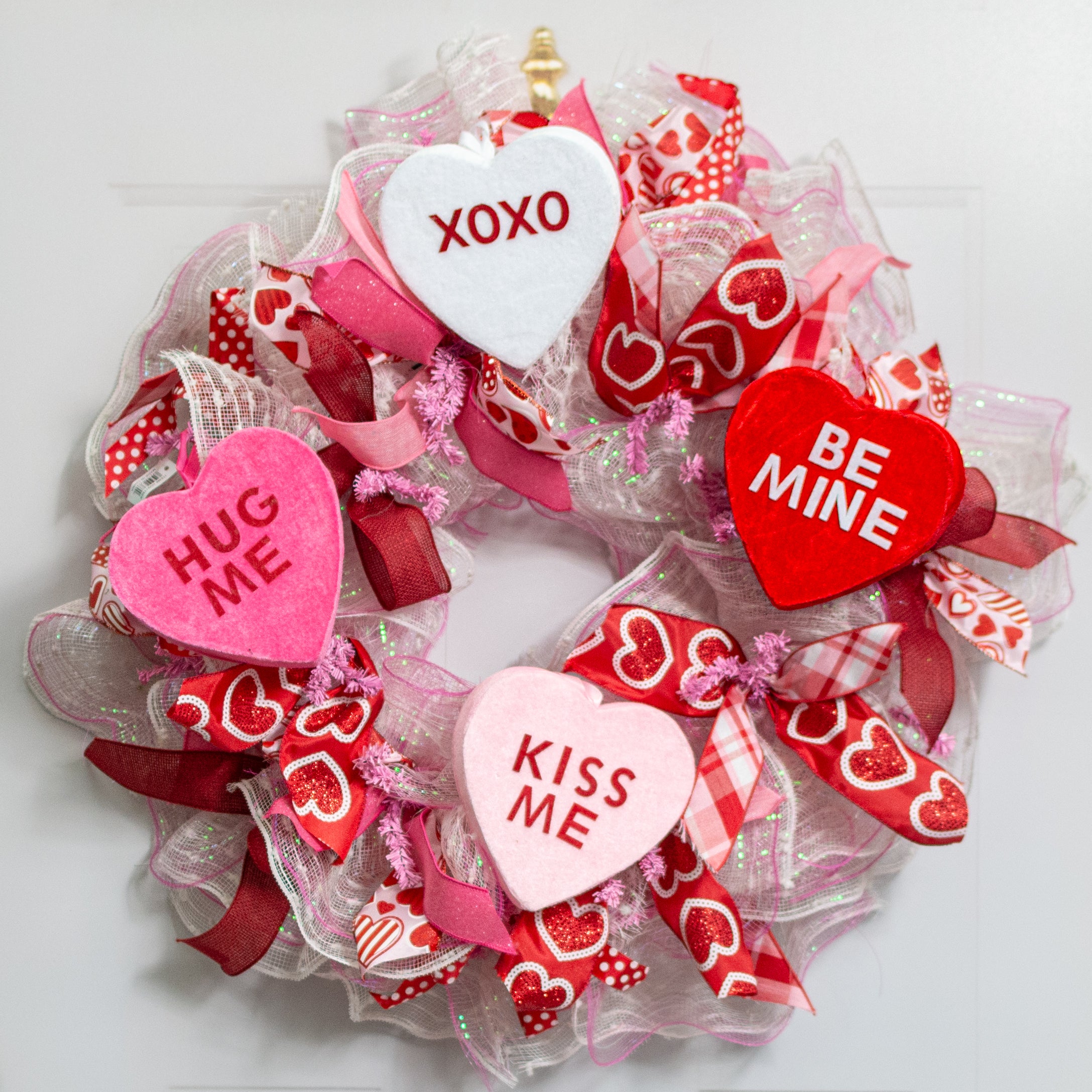 6" Velvet Candy Heart Ornament: Hot Pink Hug Me