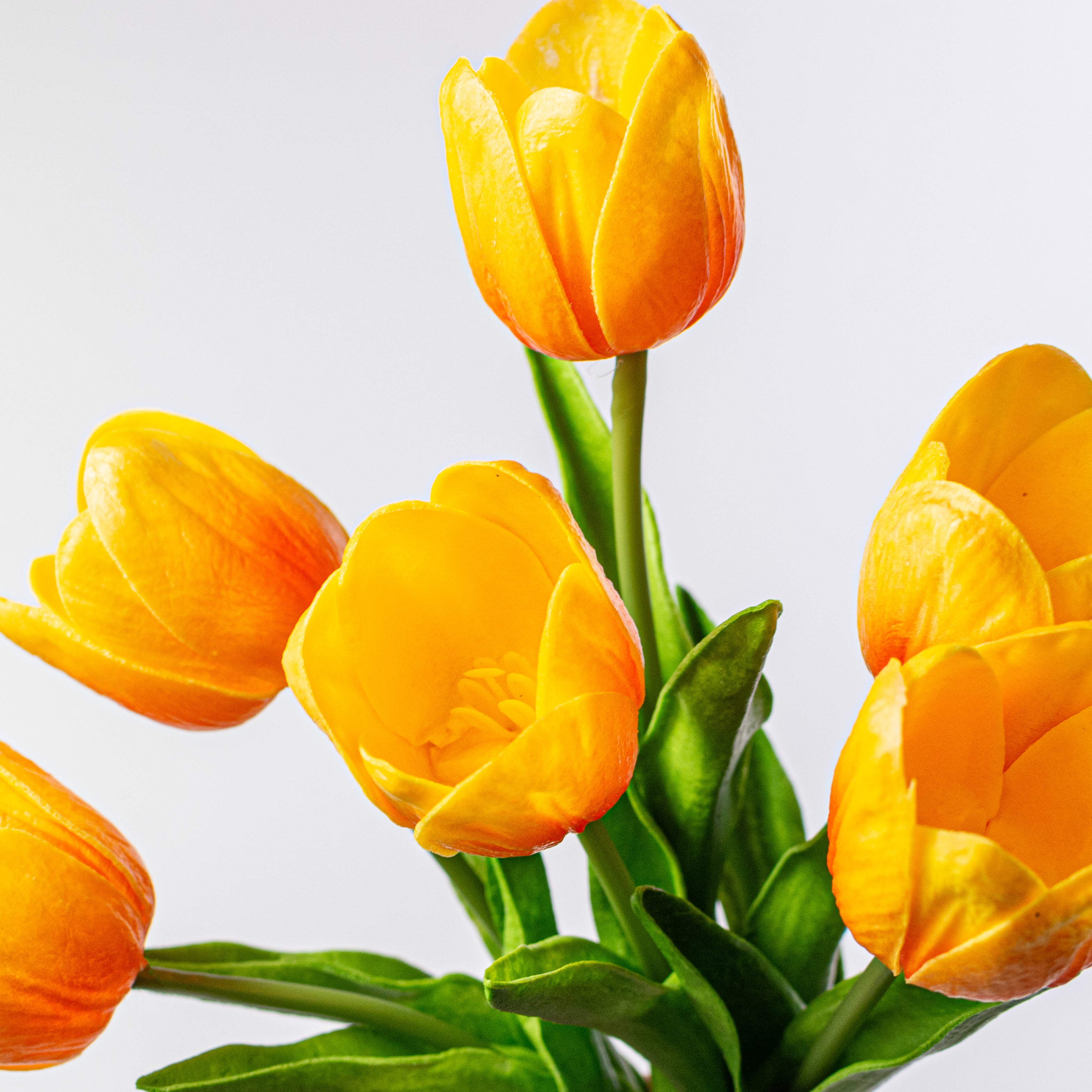 14" Medium Soft Touch Tulip Flower Bundle: Orange Yellow (6)