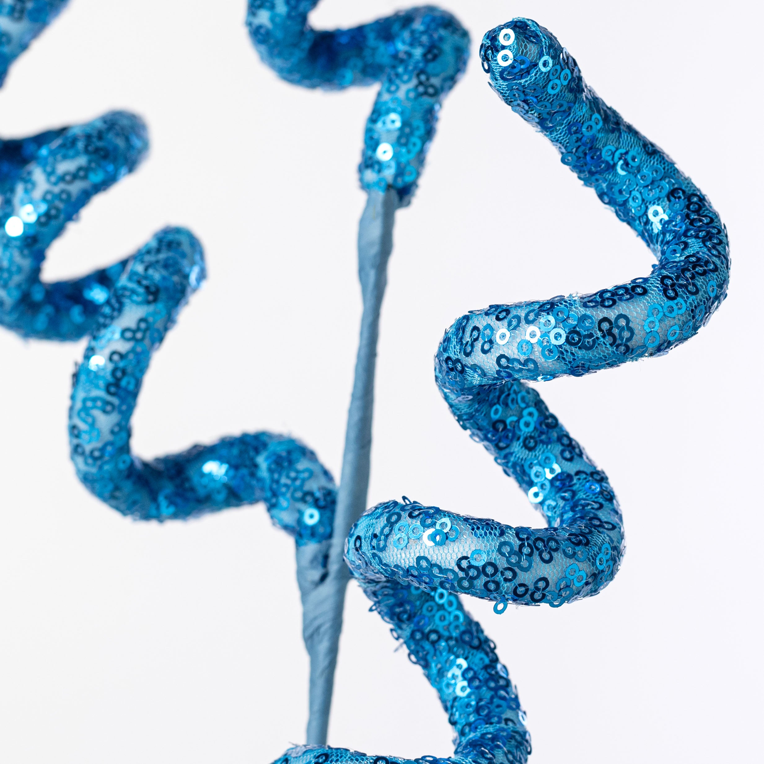 28" Sequin Curly Spray: Blue