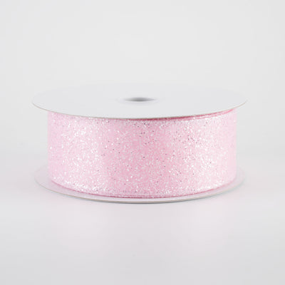 1.5" Candy Glittered Satin Ribbon: Light Pink (10 Yards)