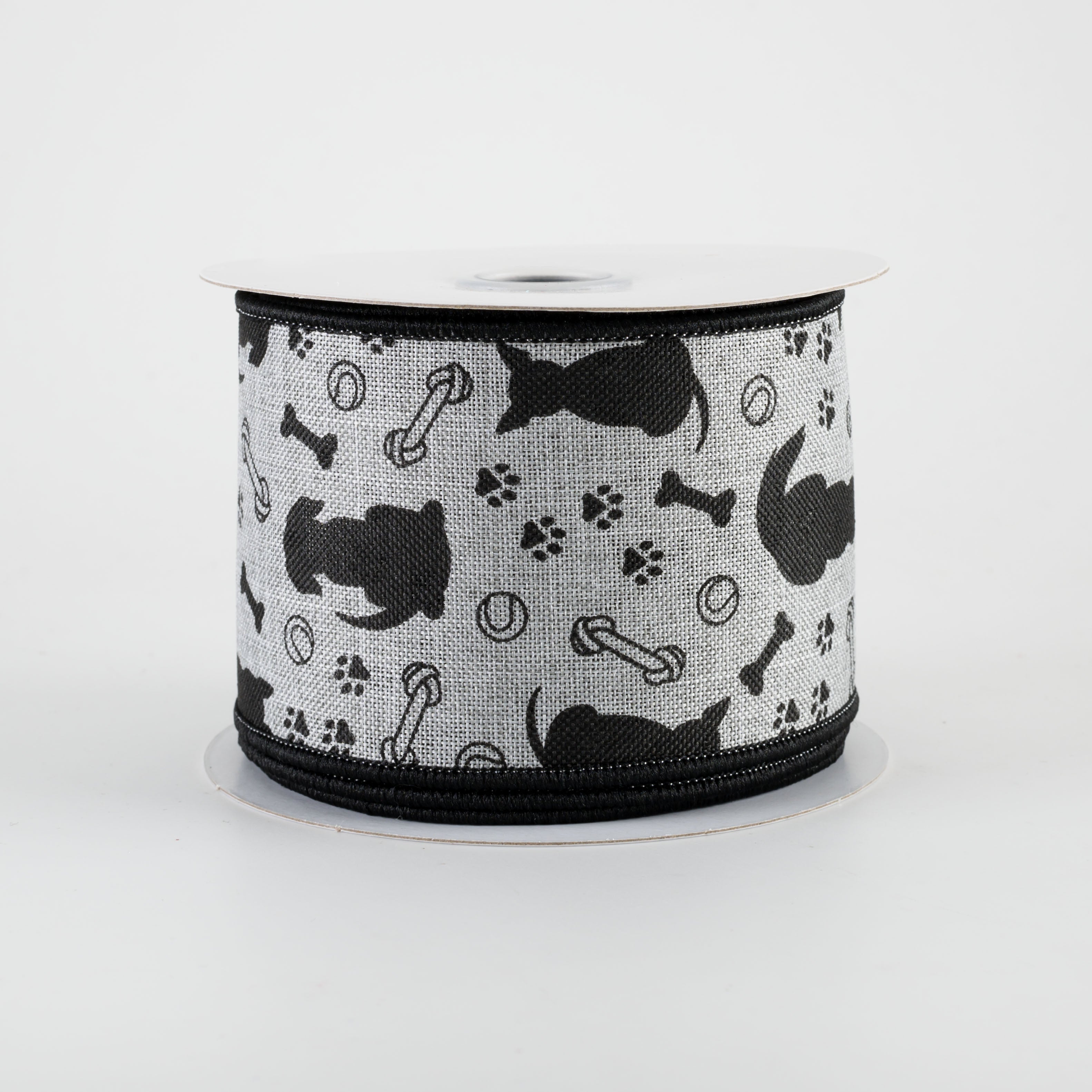 2.5" Dog Silhouettes Ribbon: Grey (10 Yards)