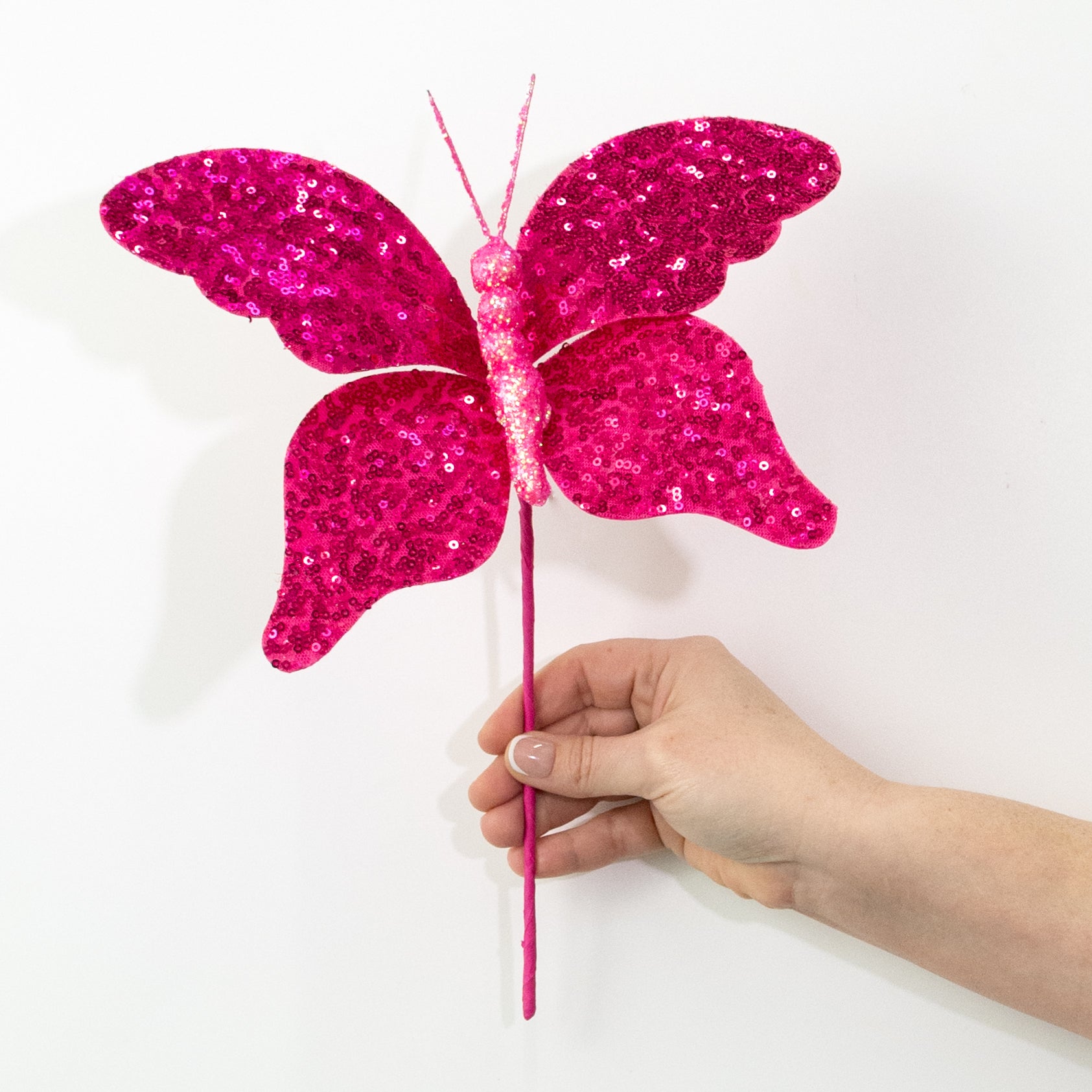 11" Sequin Butterfly Pick: Hot Pink