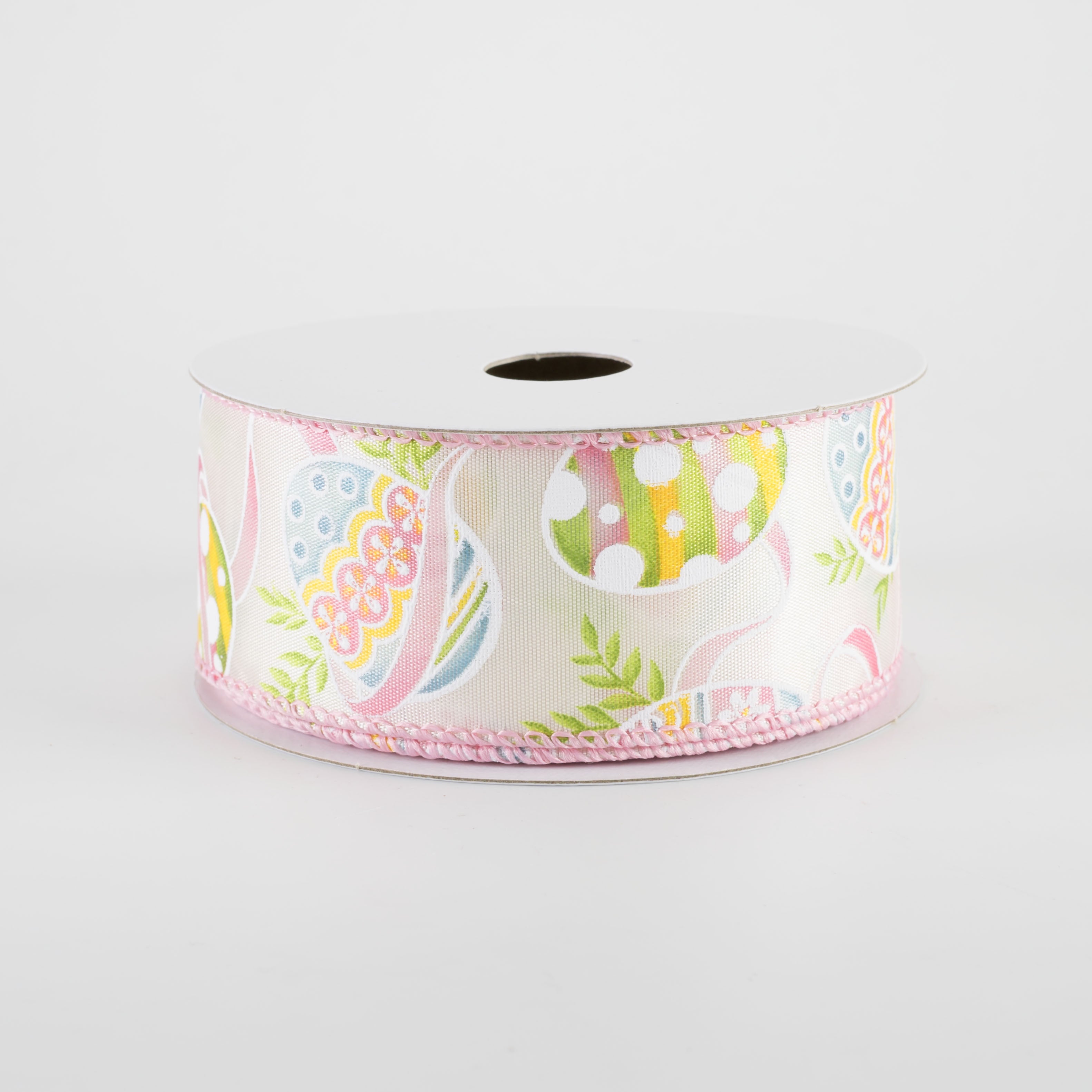 1.5" Pastel Easter Eggs Ribbon: Ivory (10 Yards)