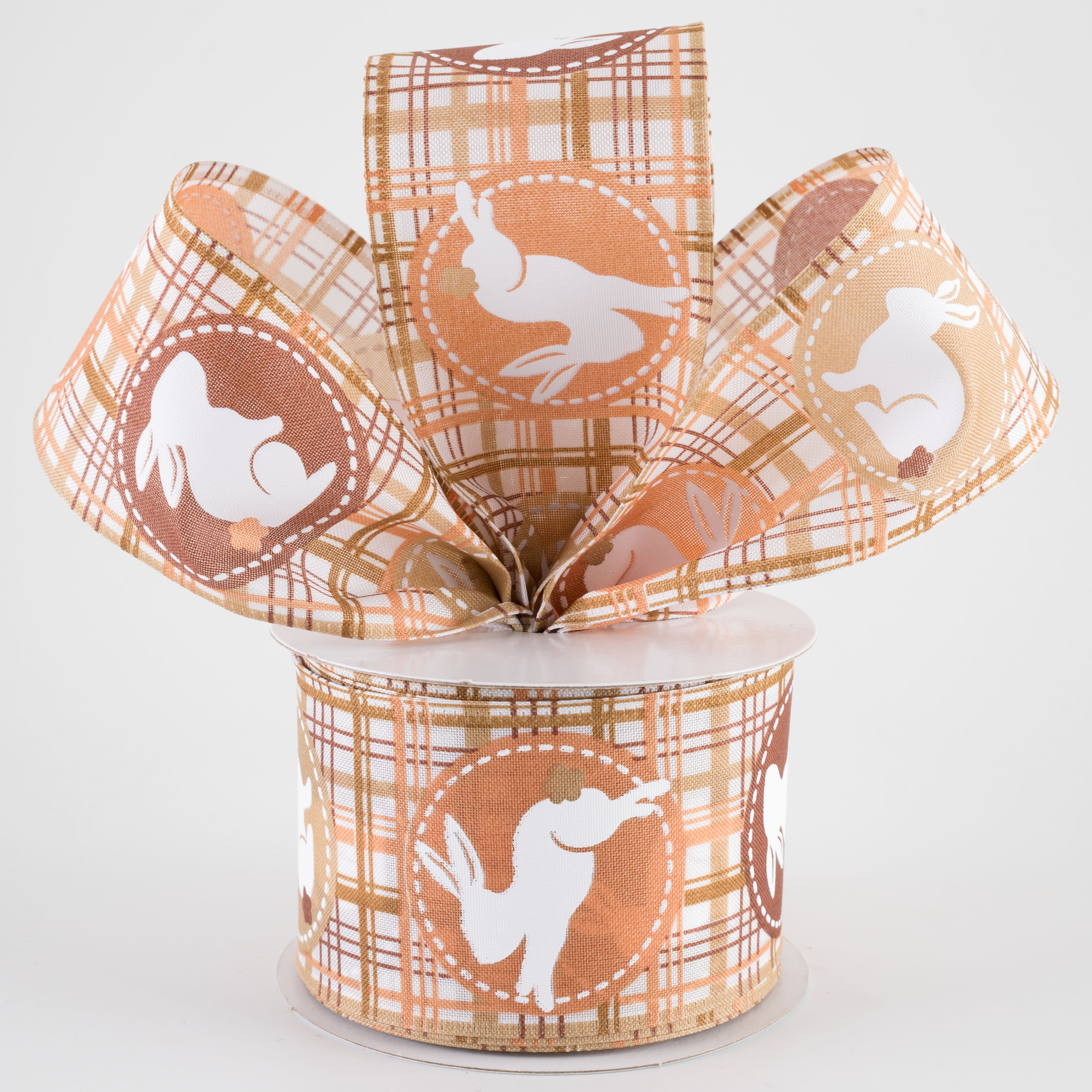 2.5" Brown Plaid Scrapbook Bunnies Ribbon (10 Yards)