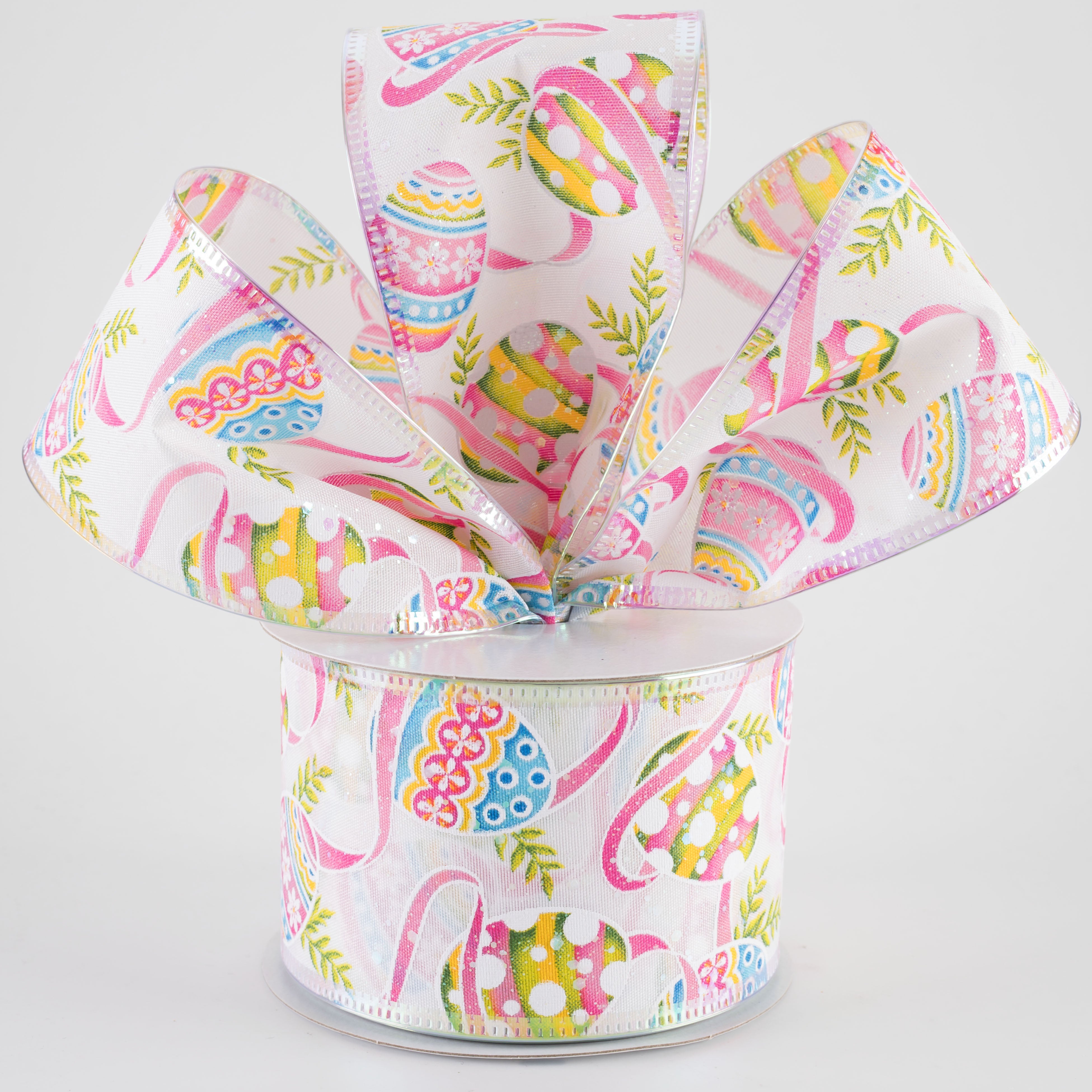 2.5" Iridescent Bright Easter Eggs Ribbon (10 Yards)