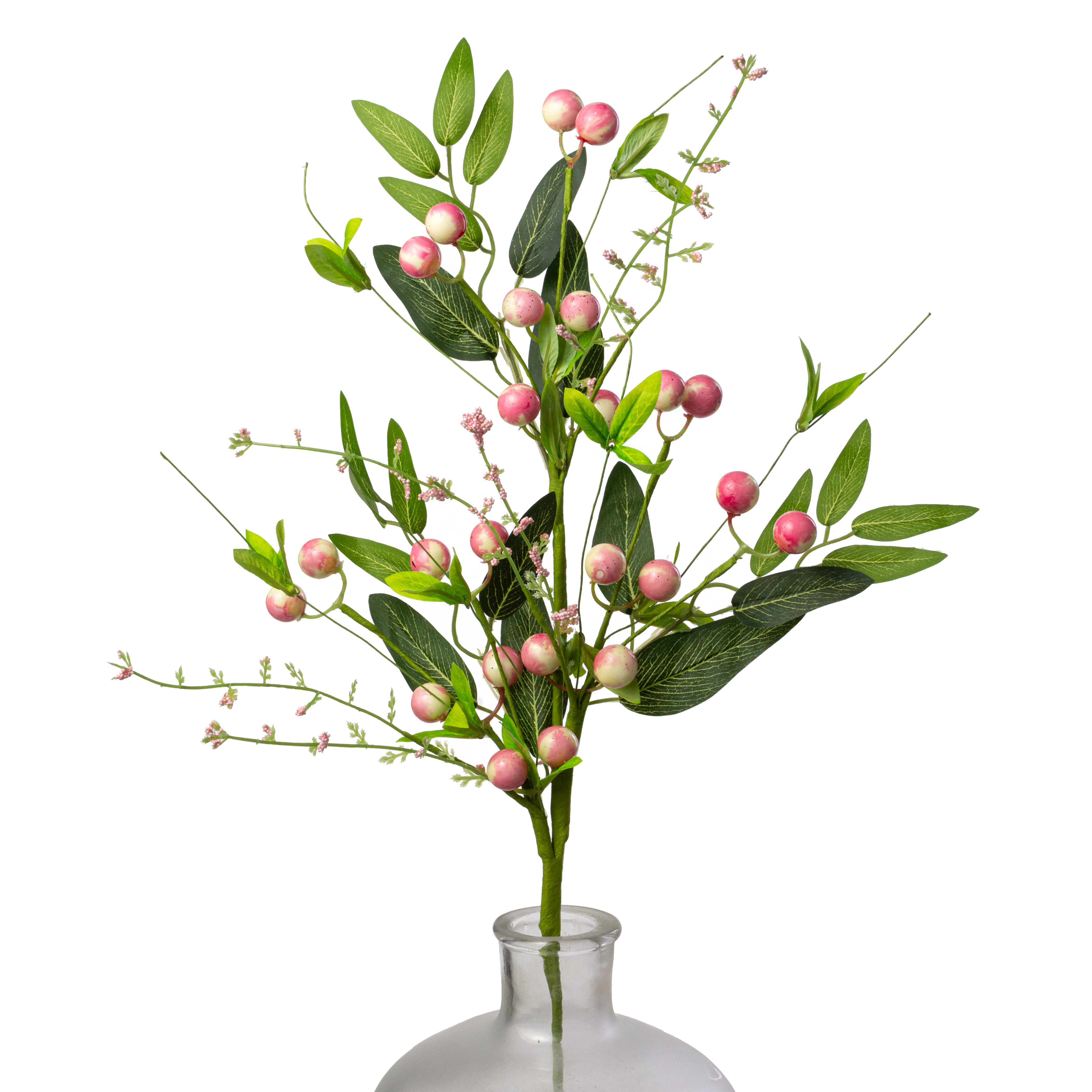 26" Berries and Leaves Spray: Pink