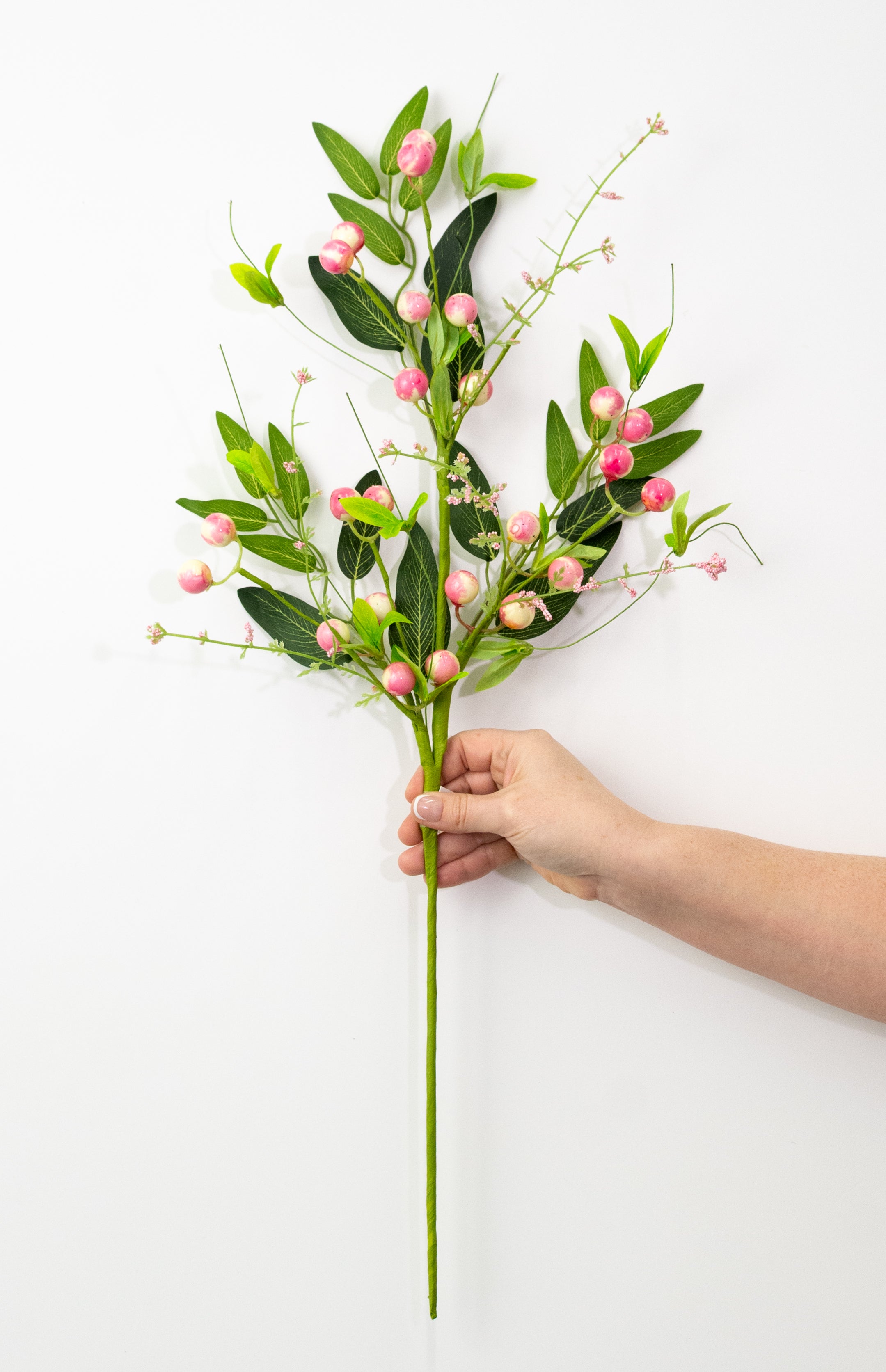 26" Berries and Leaves Spray: Pink