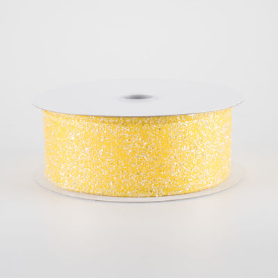 1.5" Candy Glittered Satin Ribbon: Yellow (10 Yards)