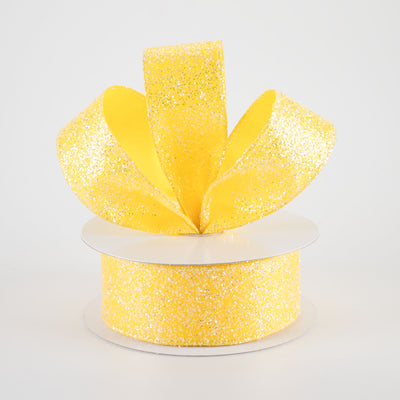 1.5" Candy Glittered Satin Ribbon: Yellow (10 Yards)