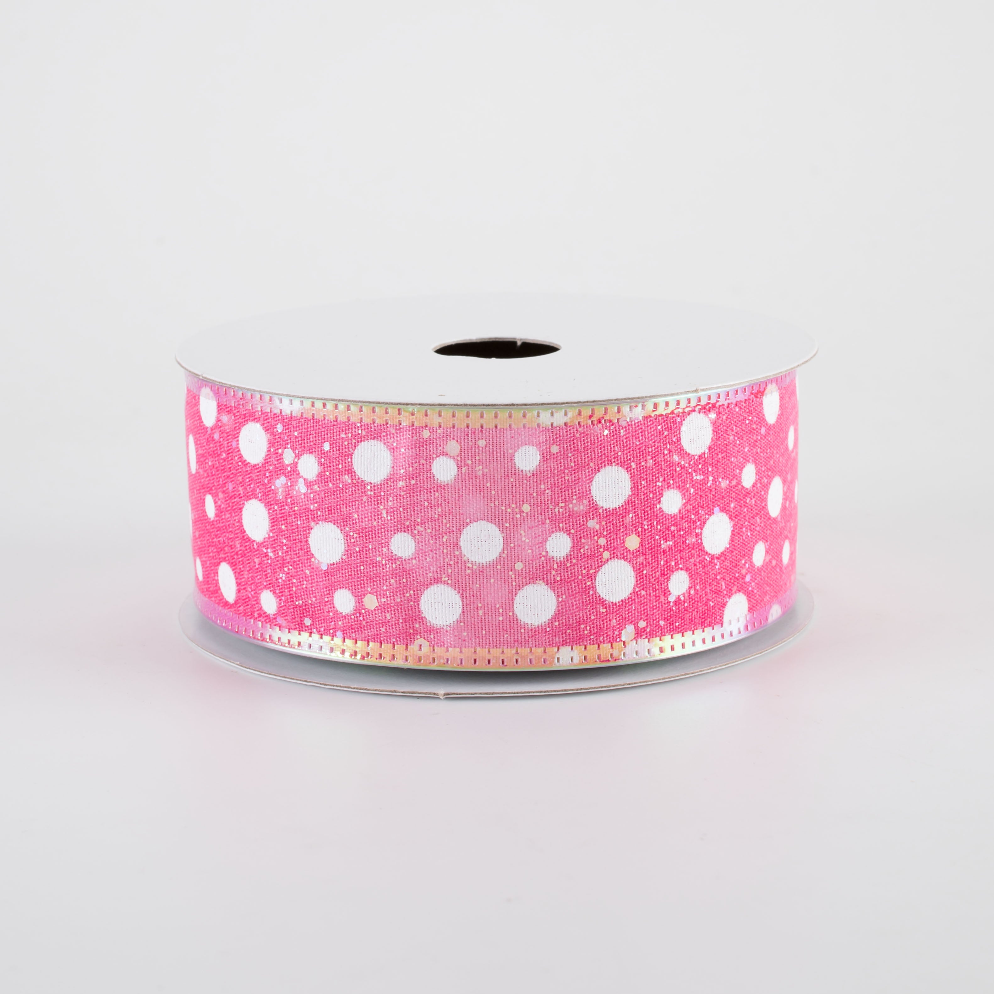 1.5" Dots on Ombre Ribbon: Iridescent Fuchsia Pink & White (10 Yards)