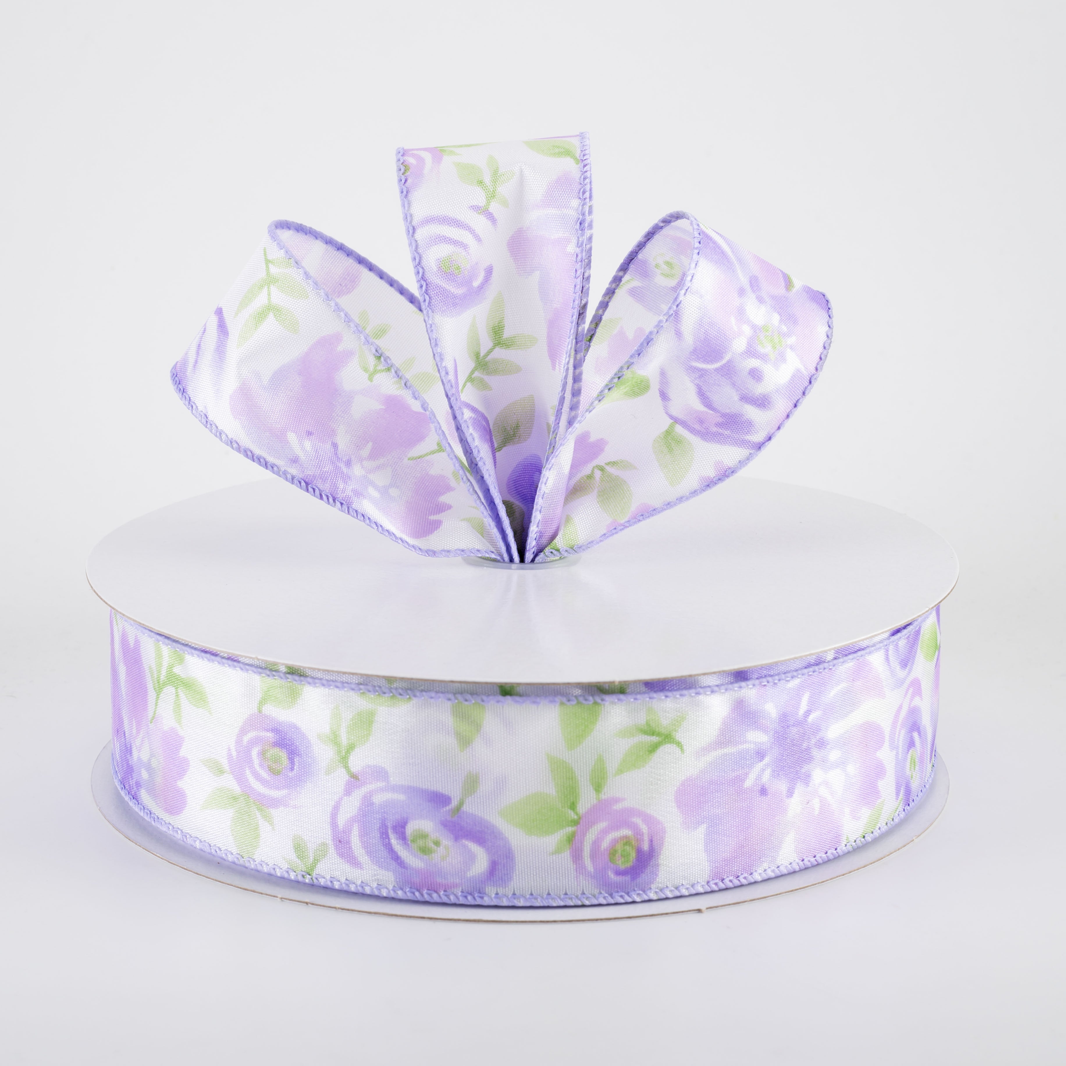 1.5" Watercolor Roses Ribbon: Lavender (50 Yards)