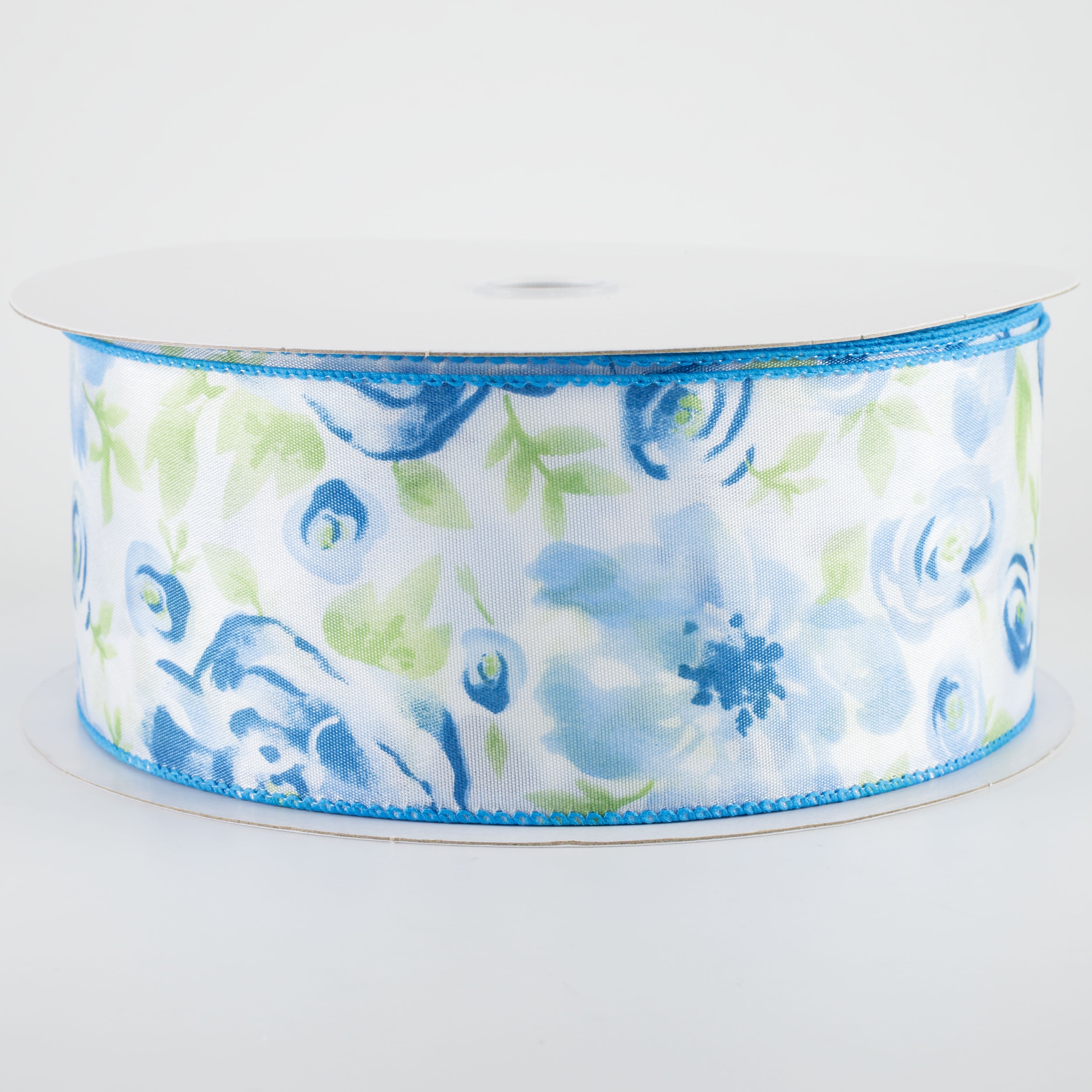 2.5" Watercolor Roses Ribbon: Blue (50 Yards)