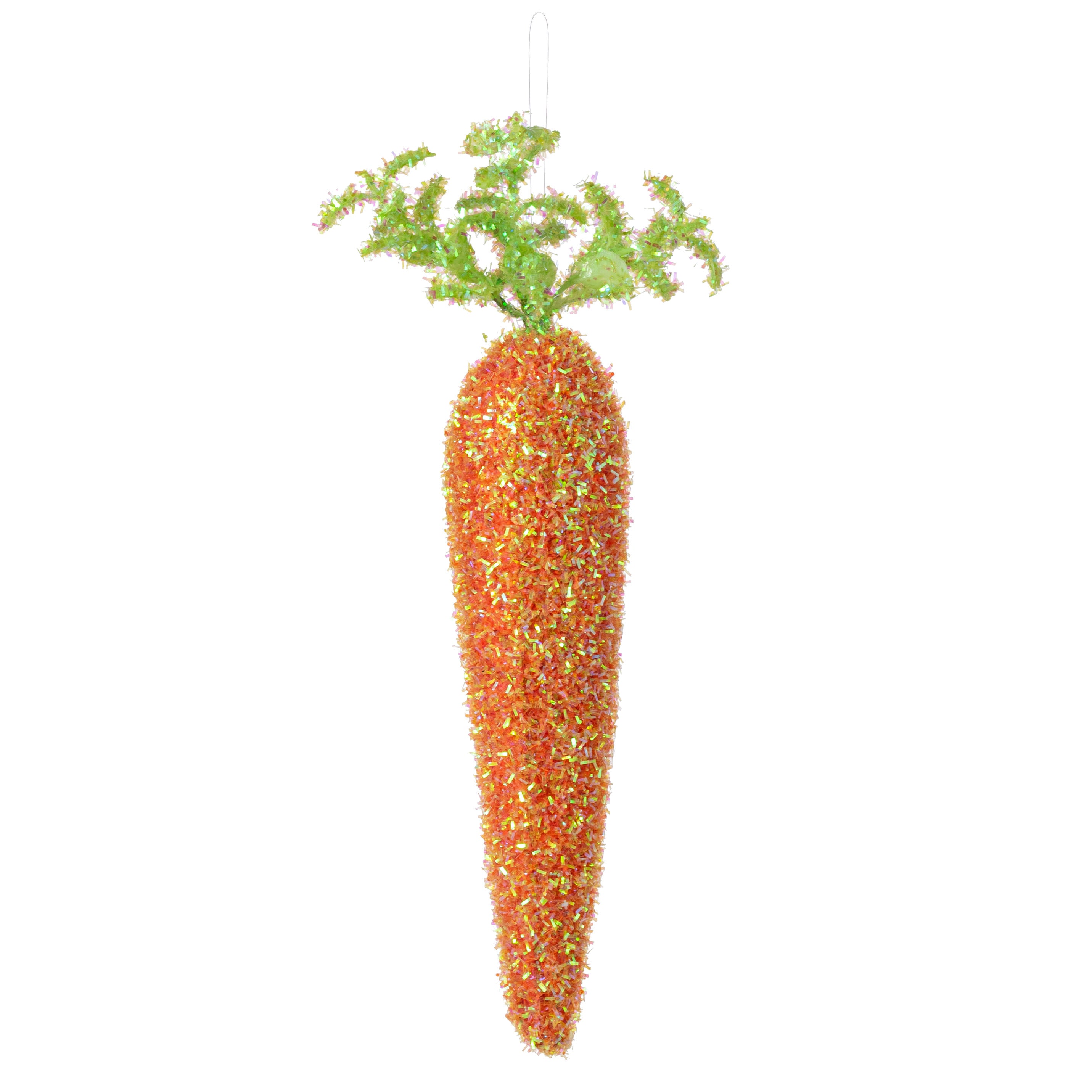 12" V-Cut Foil Carrot Ornament: Iridescent Orange
