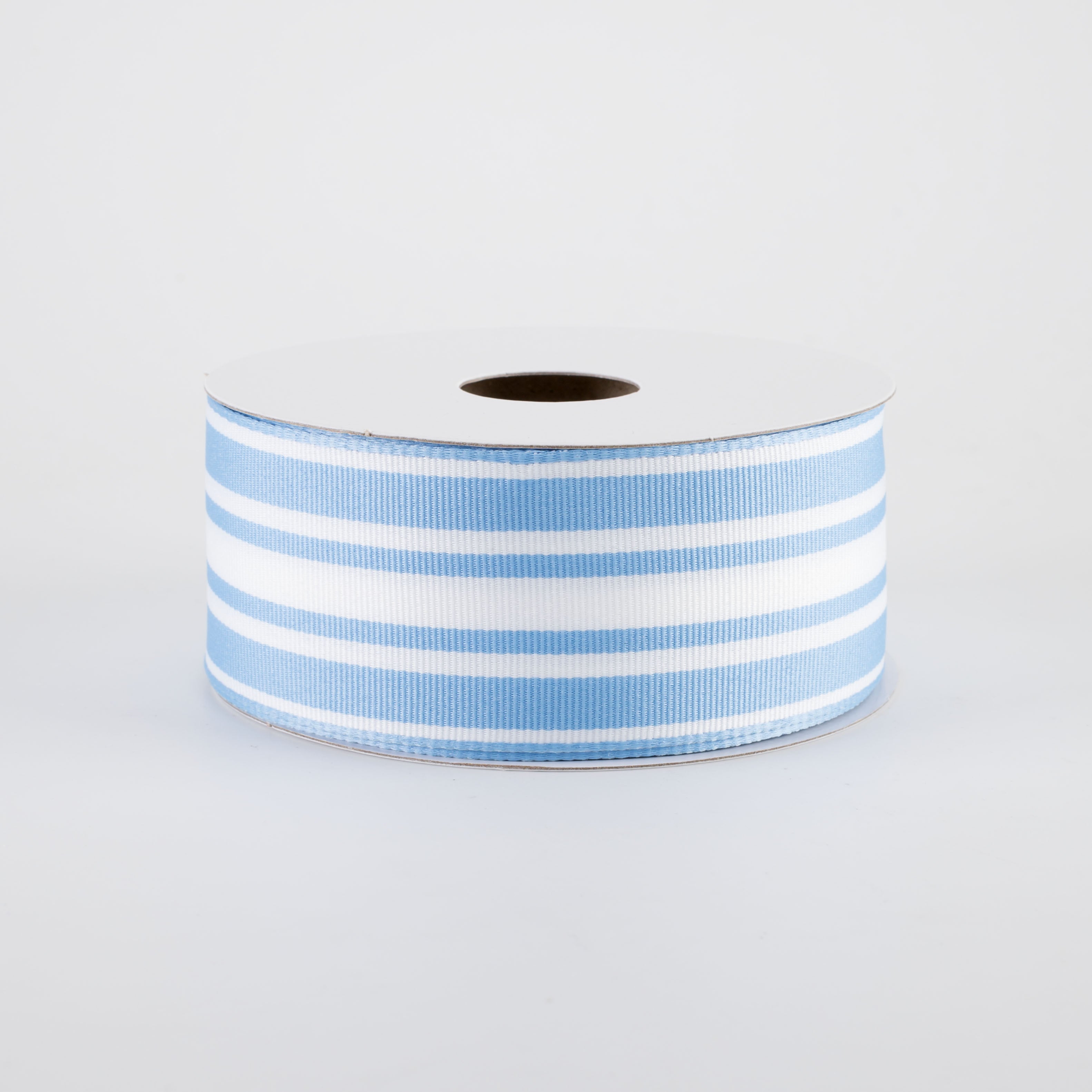 1.5" Modern Ticking Grosgrain Ribbon: Light Blue & White (10 Yards)