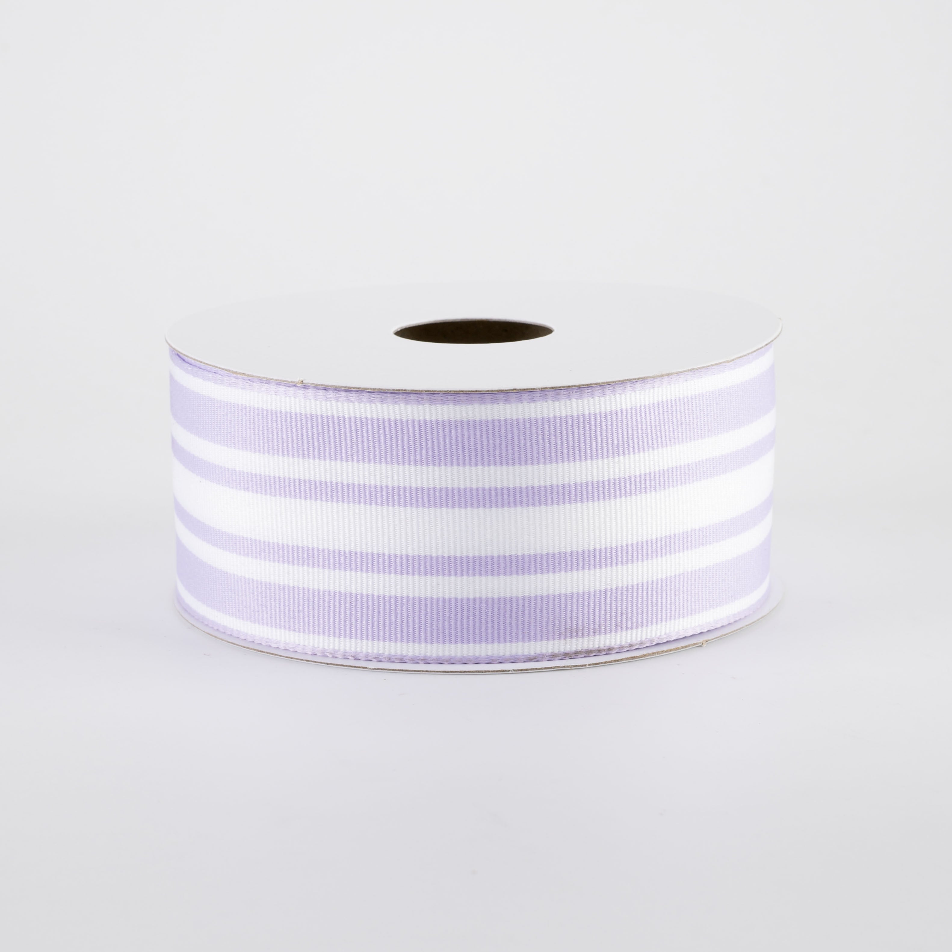 1.5" Modern Ticking Grosgrain Ribbon: Lavender Purple & White (10 Yards)