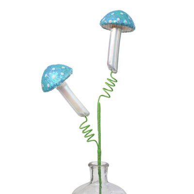 22" Sequin Polkadot Iridescent Mushroom Spray: Blue