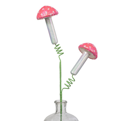 22" Sequin Polkadot Iridescent Mushroom Spray: Pink