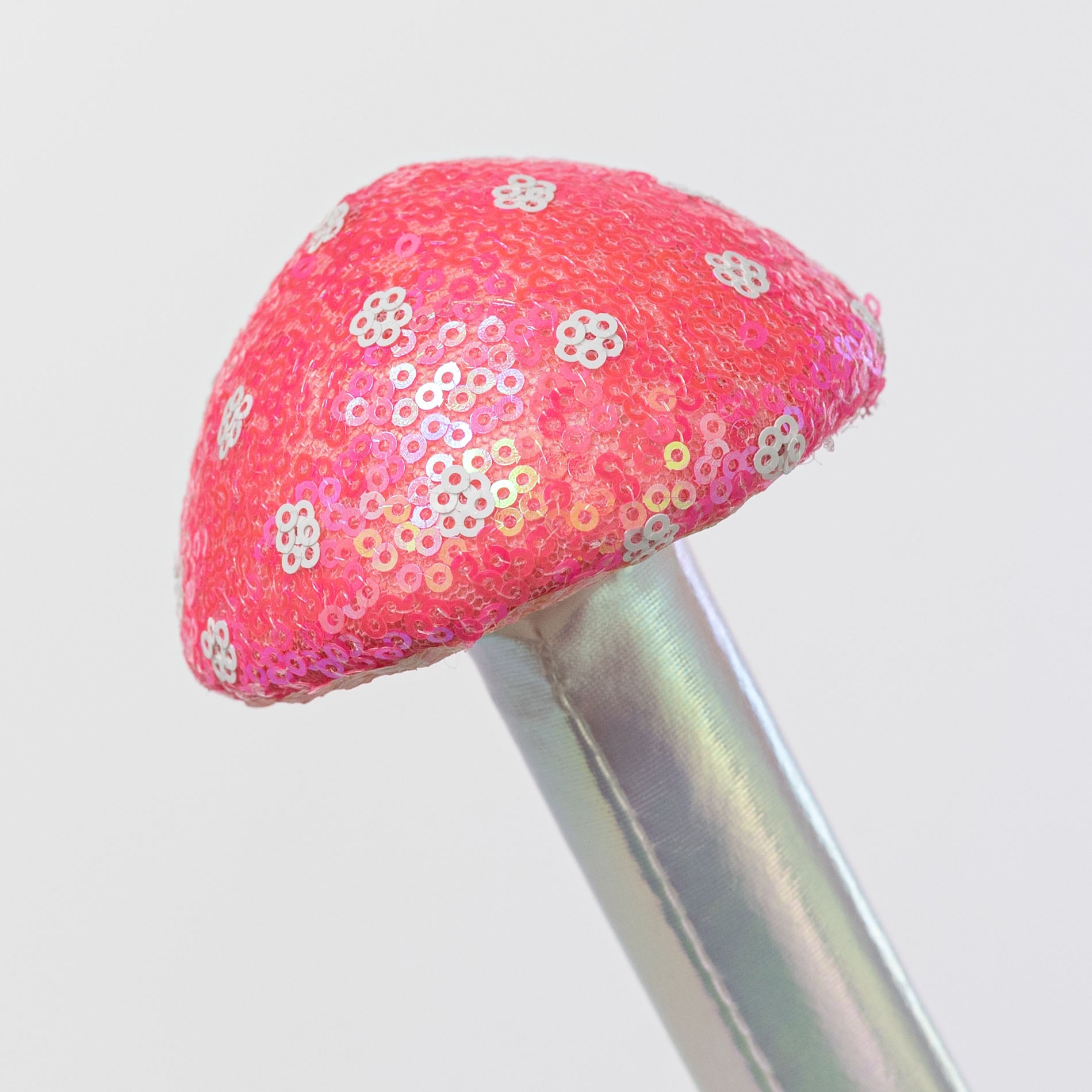 22" Sequin Polkadot Iridescent Mushroom Spray: Pink