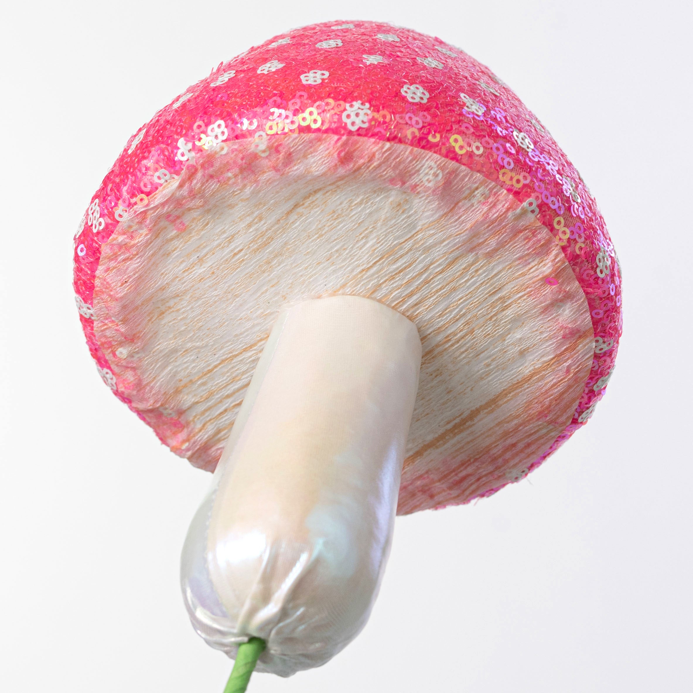 20" Sequin Polkadot Iridescent Mushroom Pick: Pink