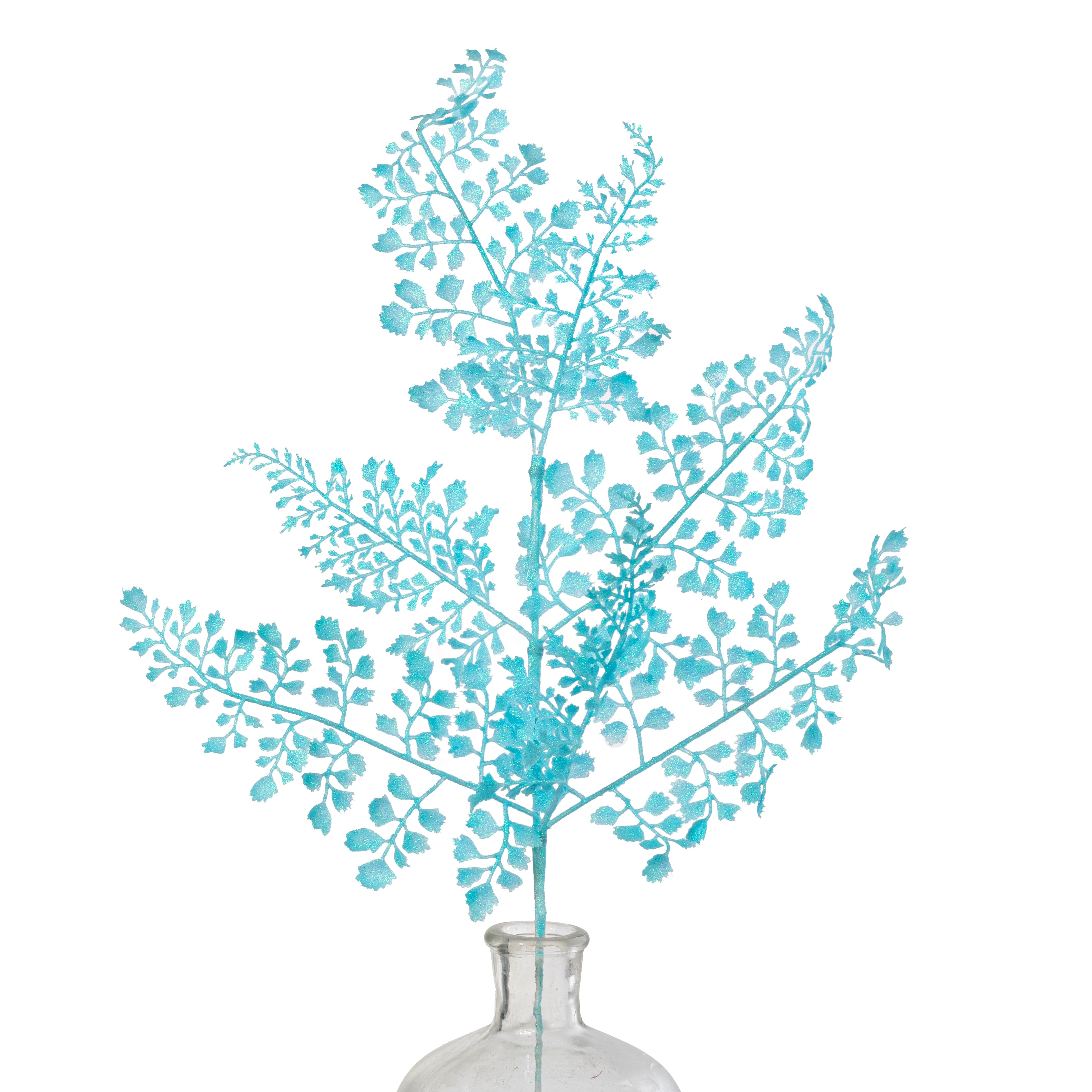 23" Glitter Maidenhair Fern Spray: Iridescent Light Blue