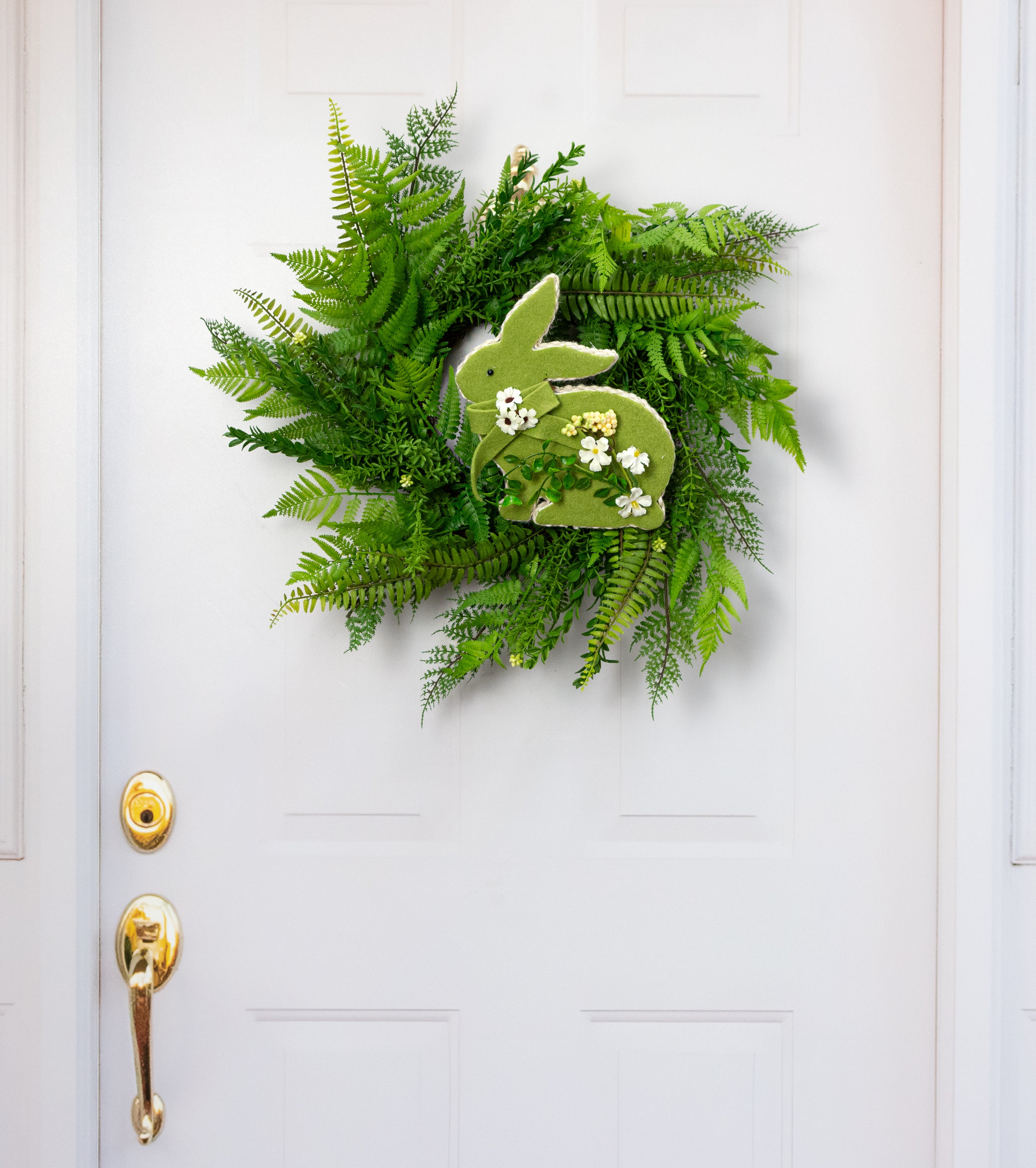 10" Green Bunny with Moss Felt Bow Ornament