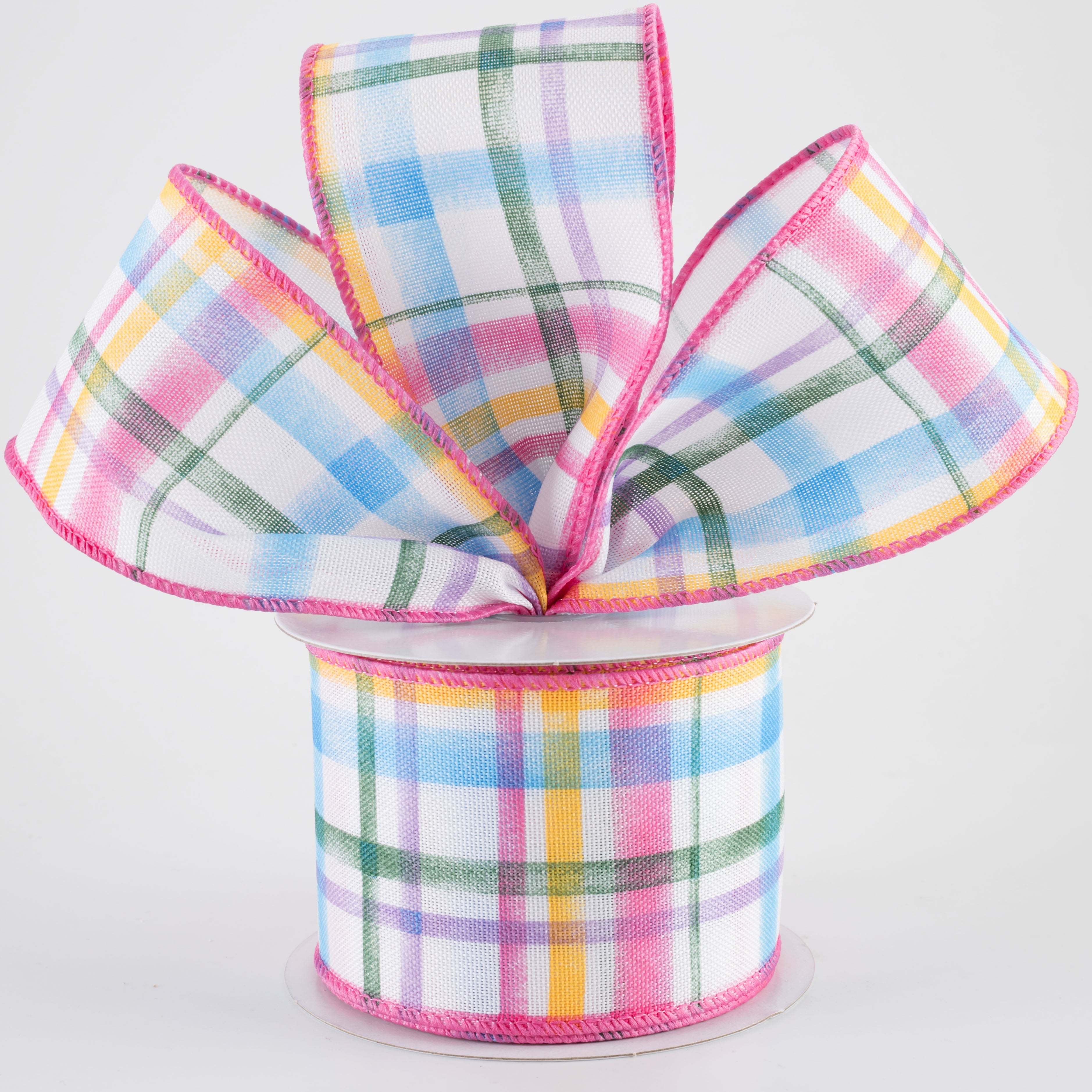 2.5" Watercolor Tuttola Plaid Ribbon: Multicolor (10 Yards)
