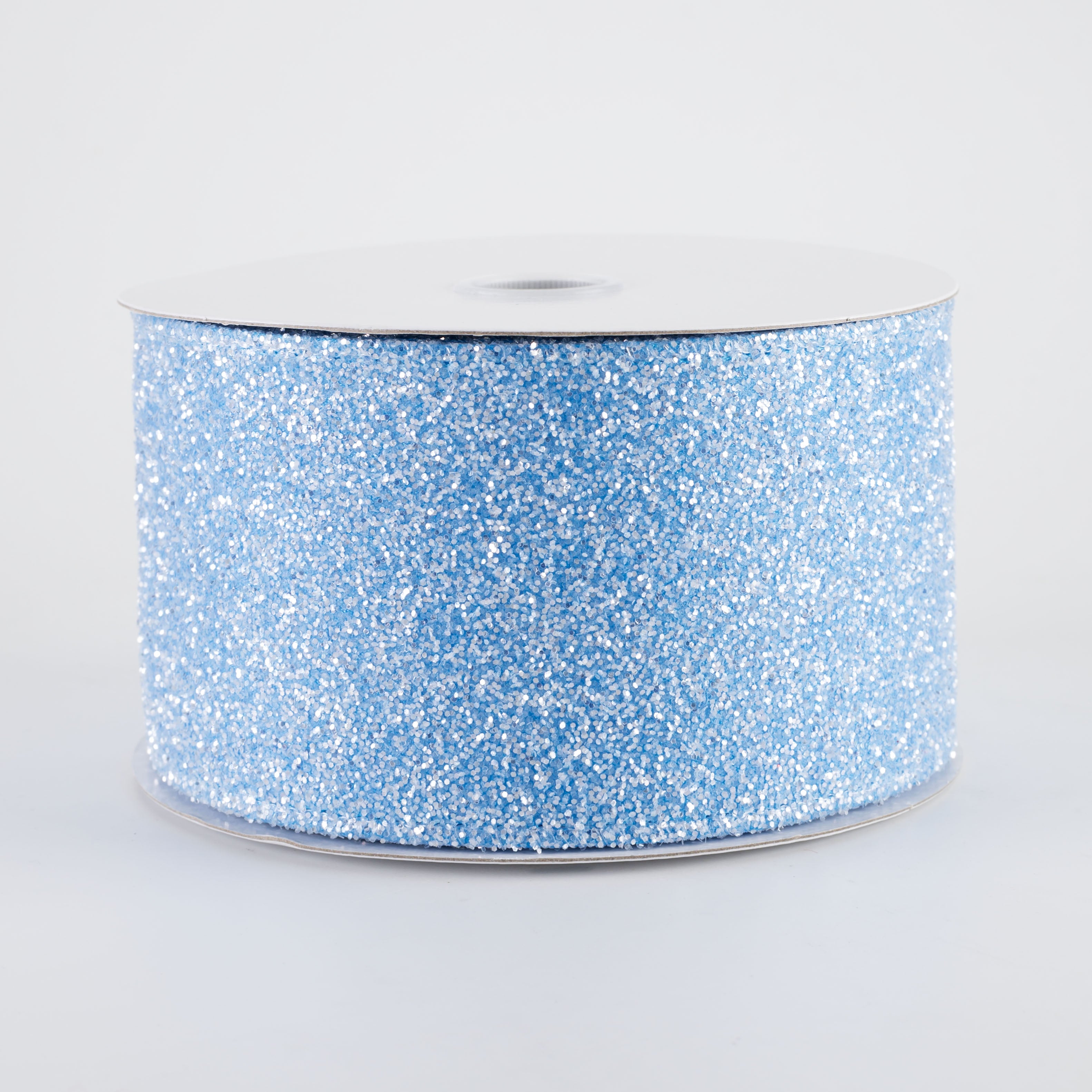 2.5" Candy Glittered Satin Ribbon: Turquoise Blue (10 Yards)