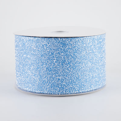 2.5" Candy Glittered Satin Ribbon: Turquoise Blue (10 Yards)