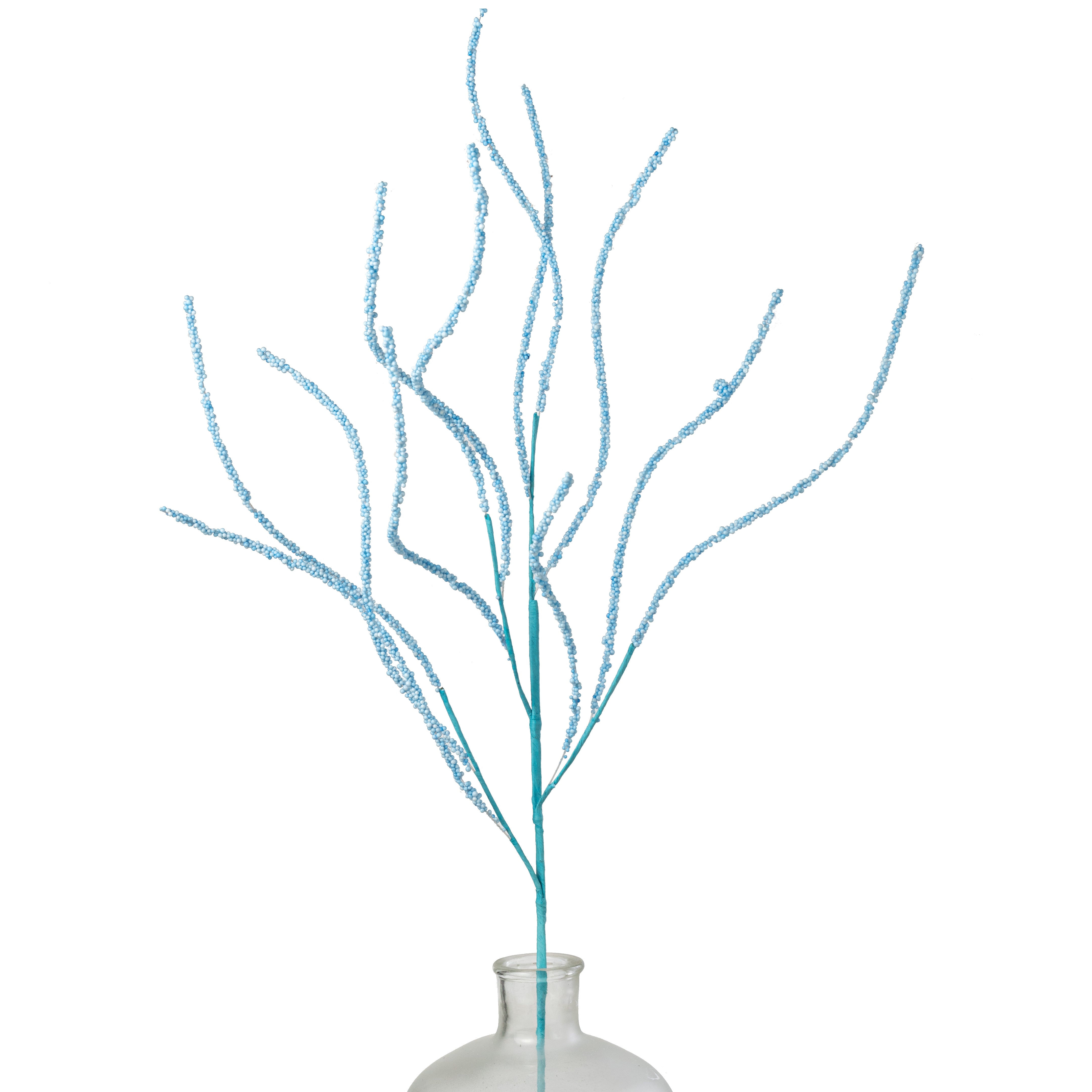 38" Beaded Two-Tone Twig Spray: Light Blue