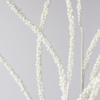 38" Beaded Two-Tone Twig Spray: Cream White