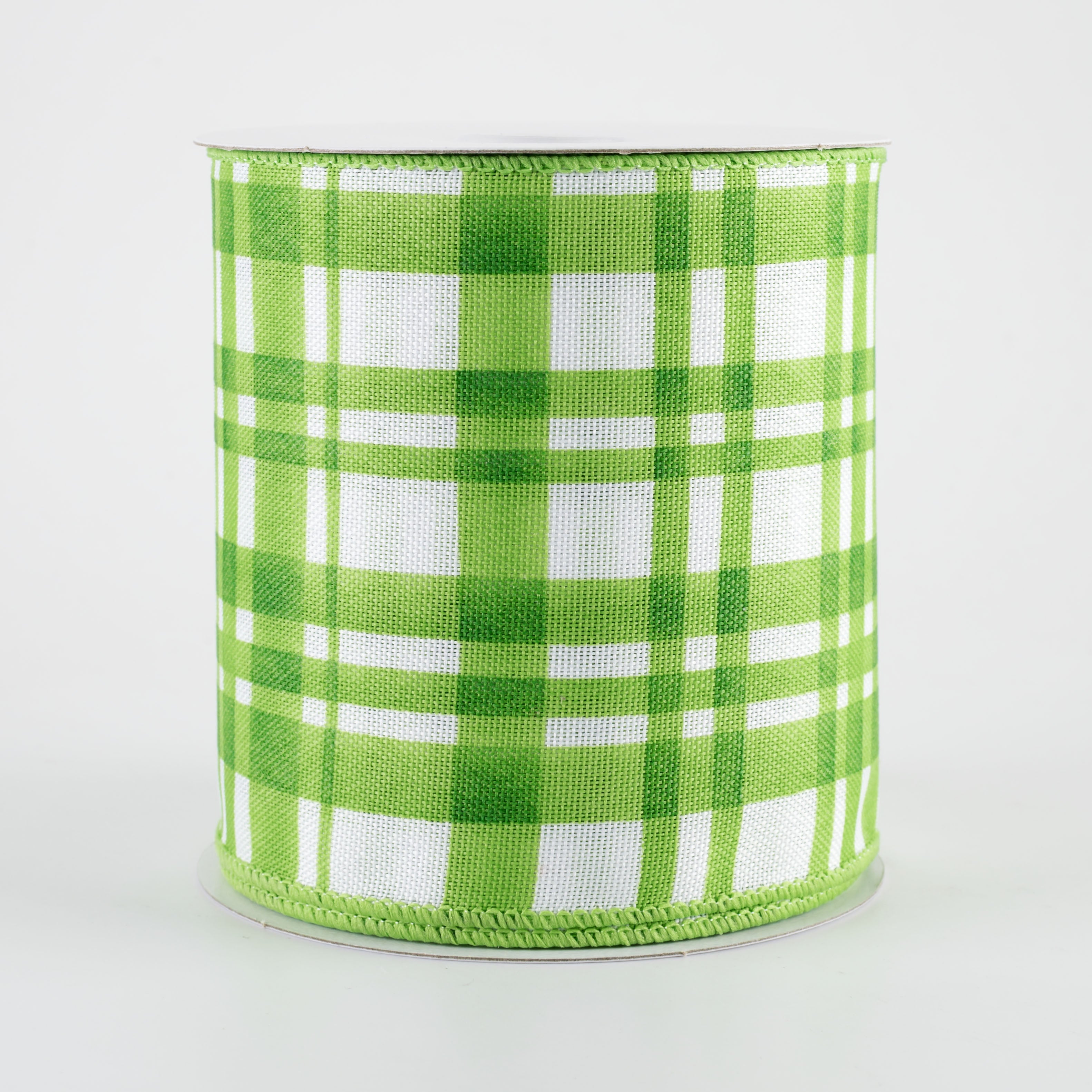 4" Watercolor Tuttola Plaid Ribbon: Green (10 Yards)