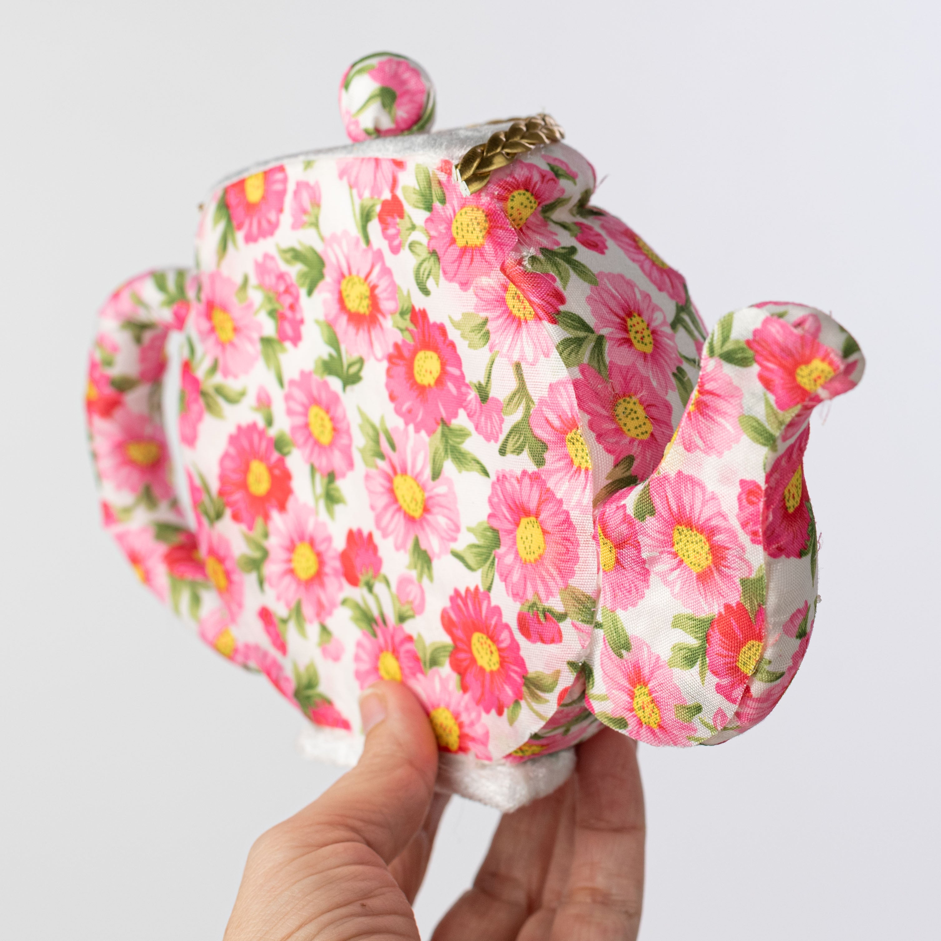 10" Floral Half Tea Pot Decoration: Pink