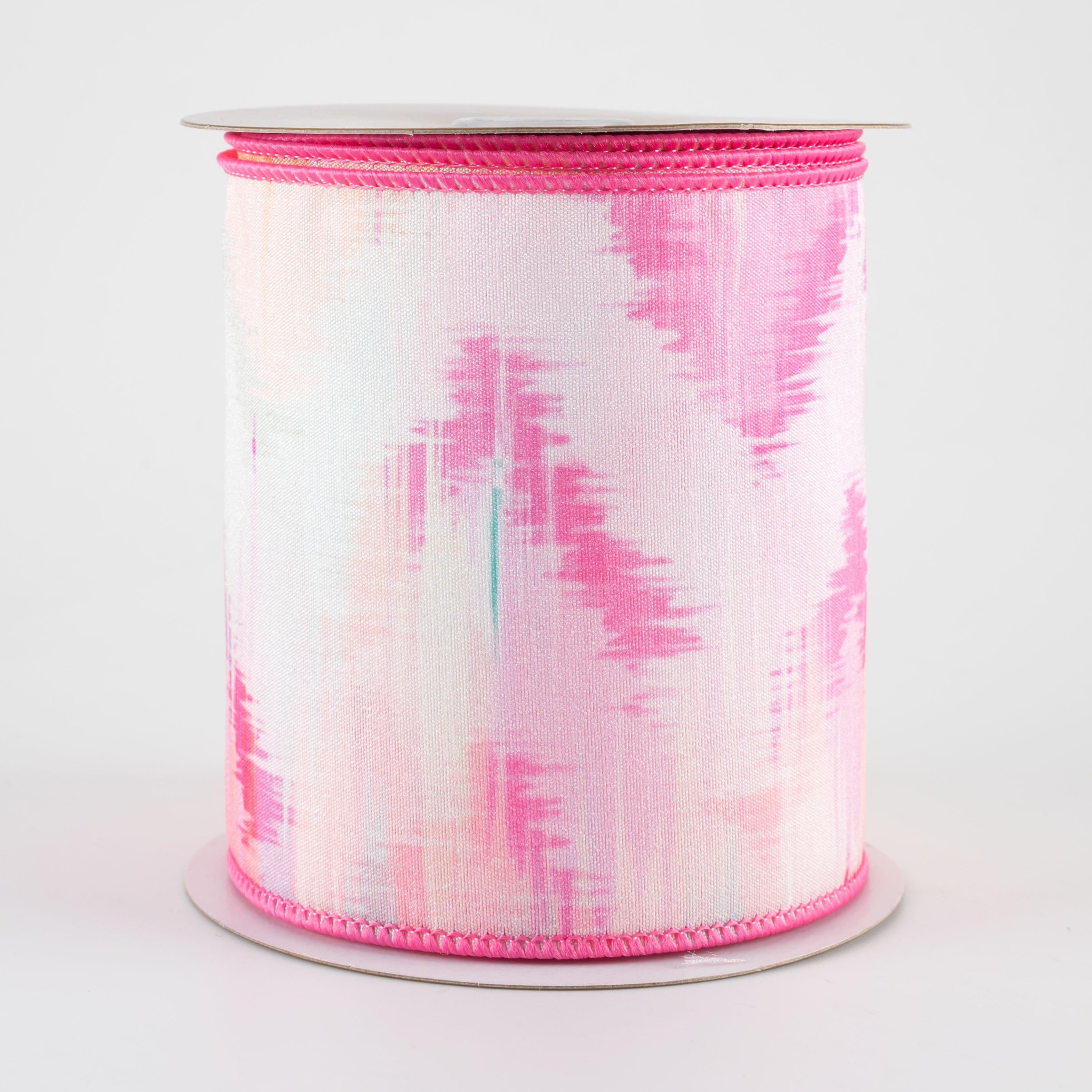 4" Tie Dye Ribbon: Fuchsia Pink & Peach (10 Yards)