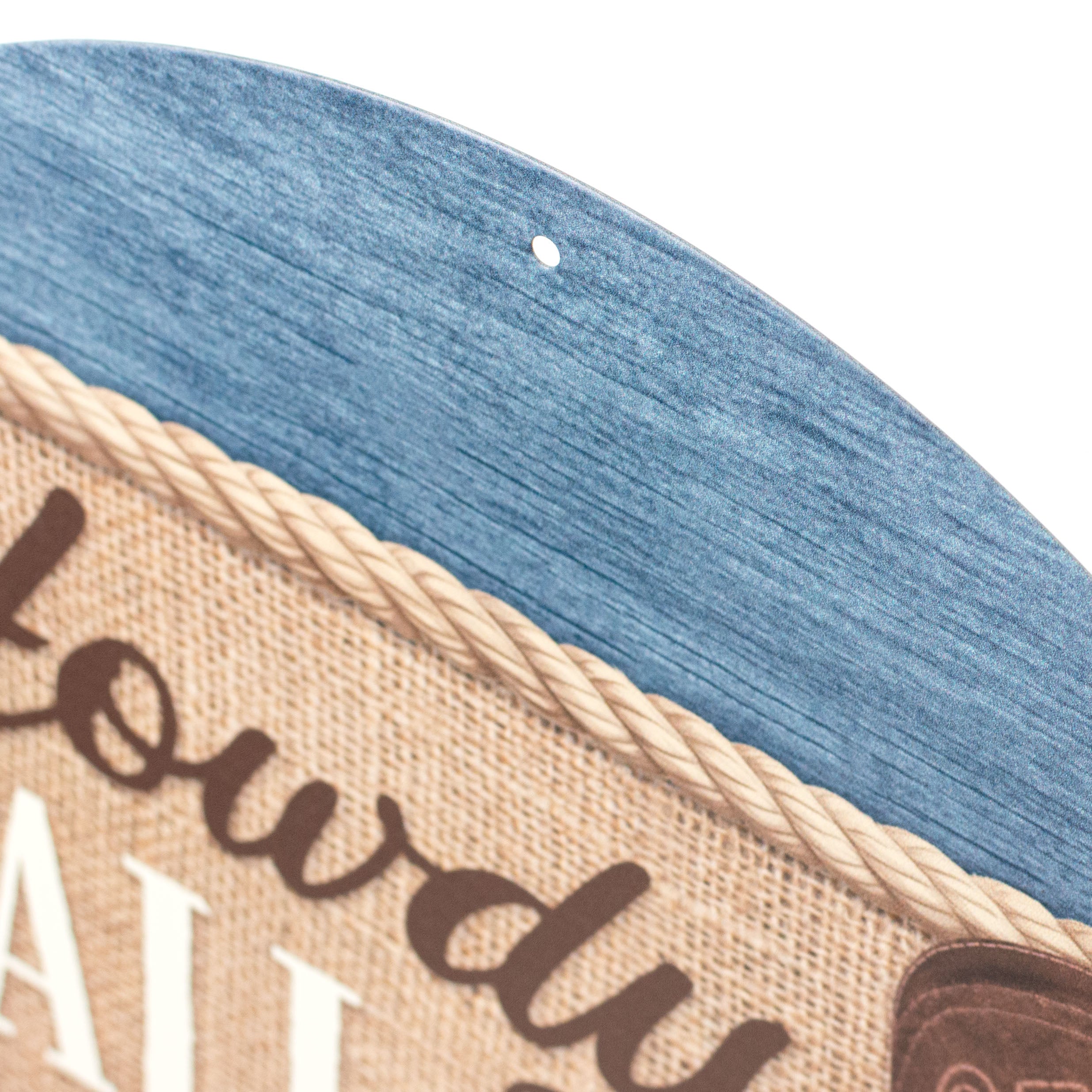 12" Round Metal Sign: Howdy Y'all Cowboy Boot Denim