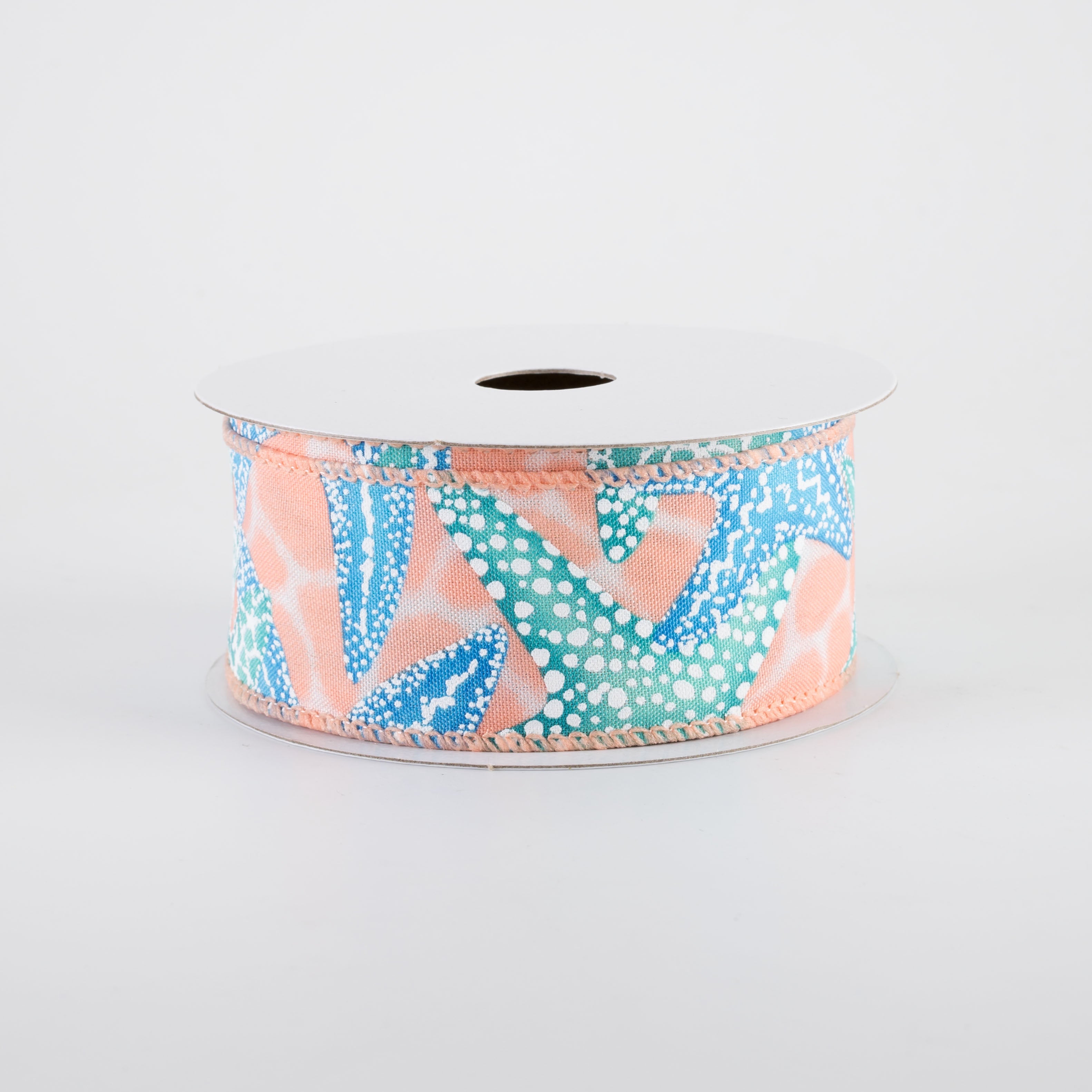 1.5" Starfish in Coral Water Ribbon: Teal & Blue (10 Yards)