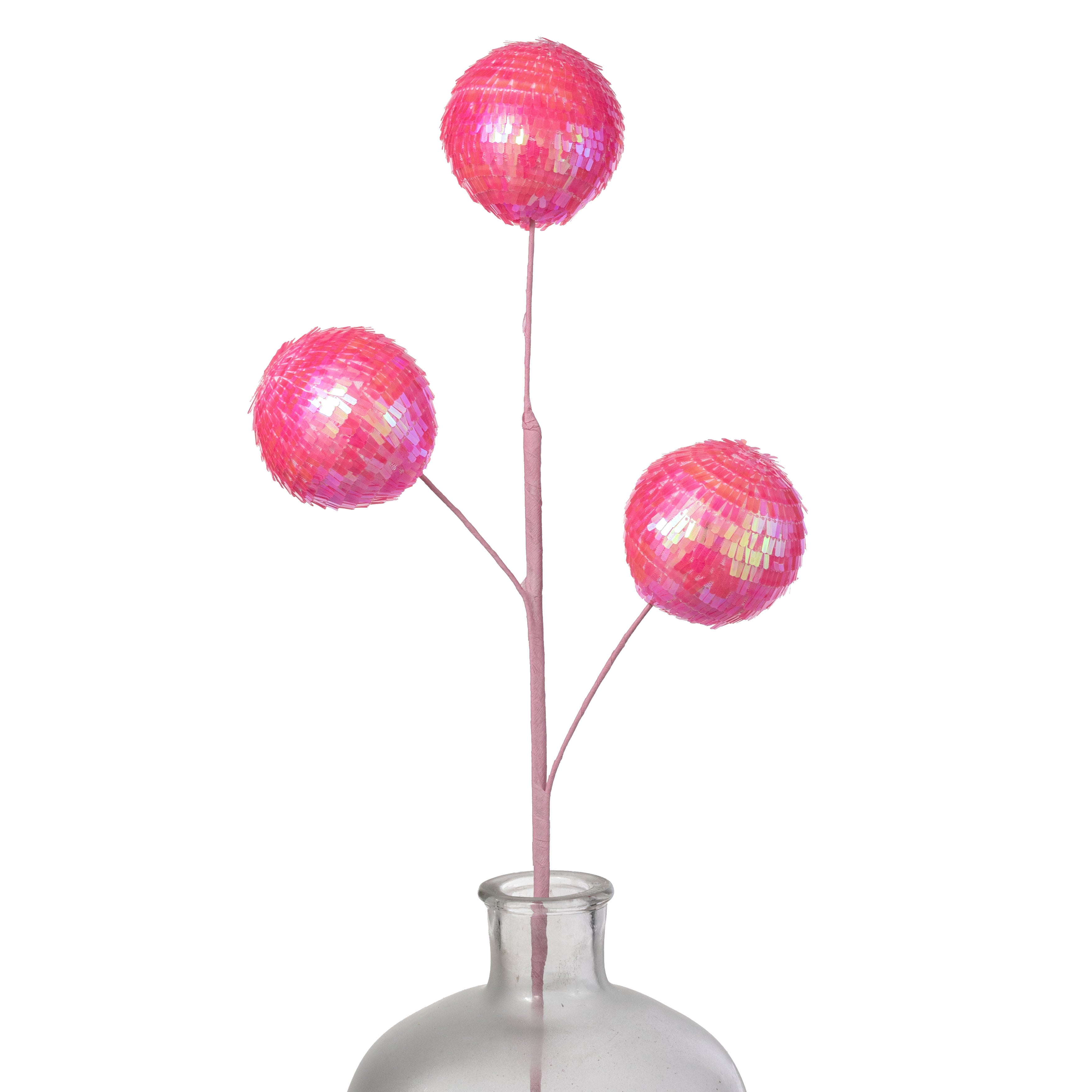 28" Sequin Ball Spray: Iridescent Hot Pink