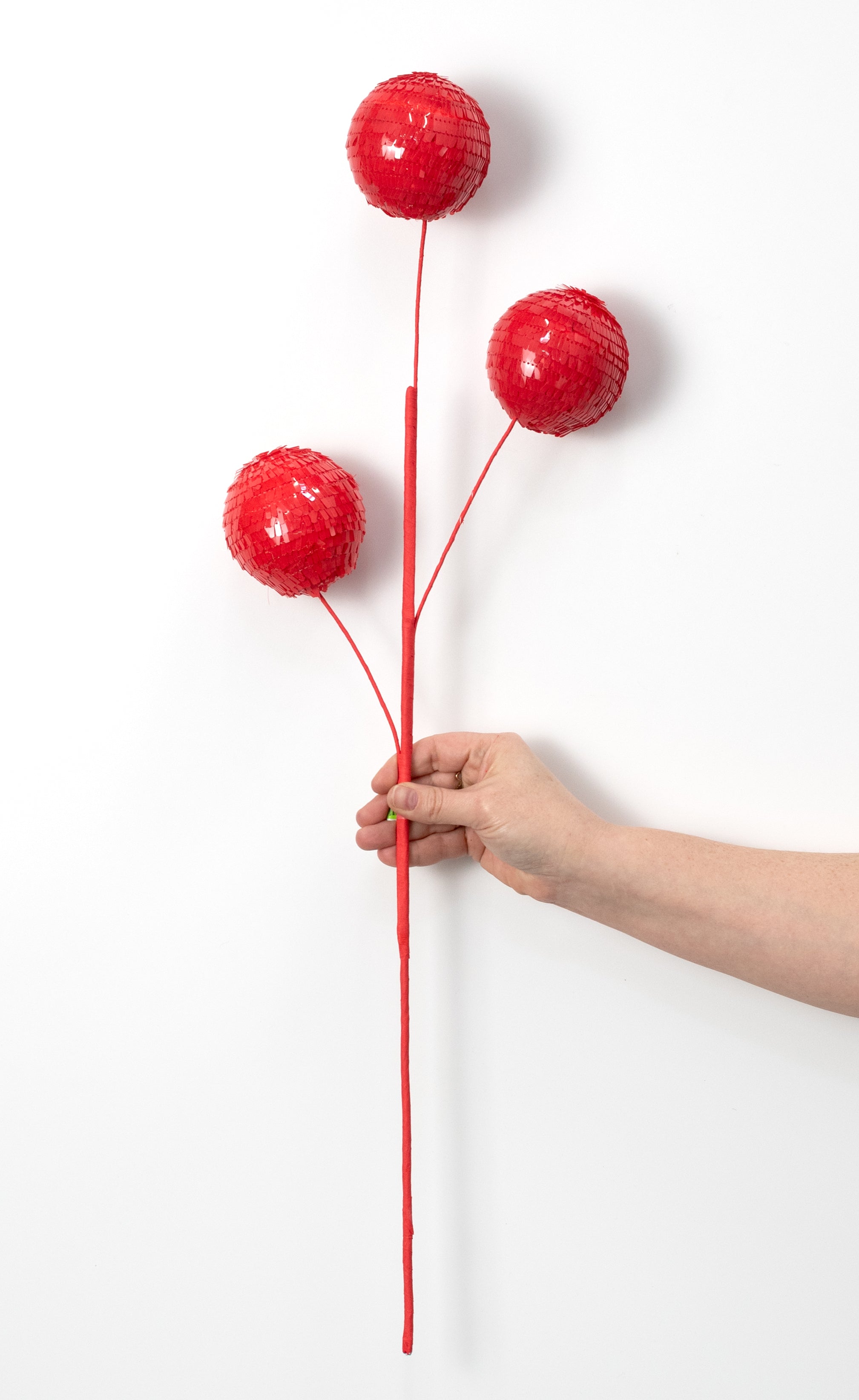 28" Sequin Ball Spray: Red