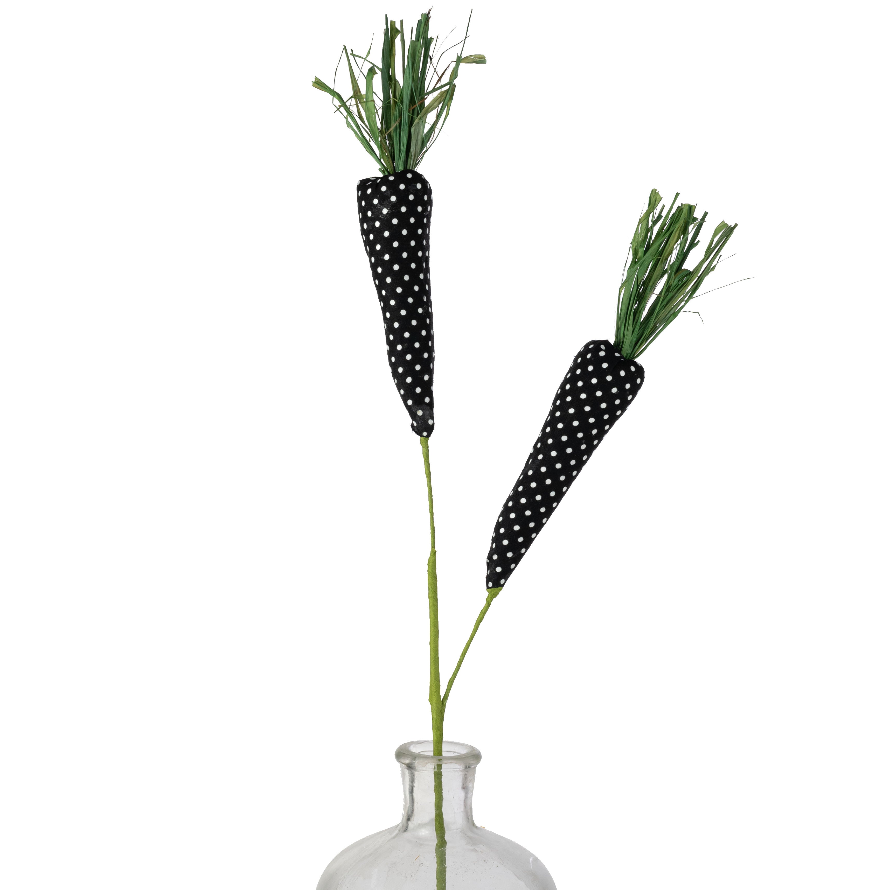 28" Polkadot Carrot Spray: Black & White